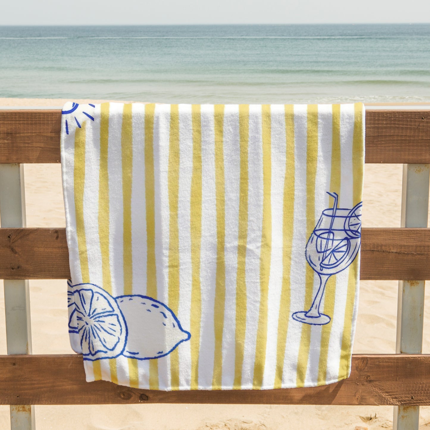 Yellow Dolce Vita Stripe Printed Towel