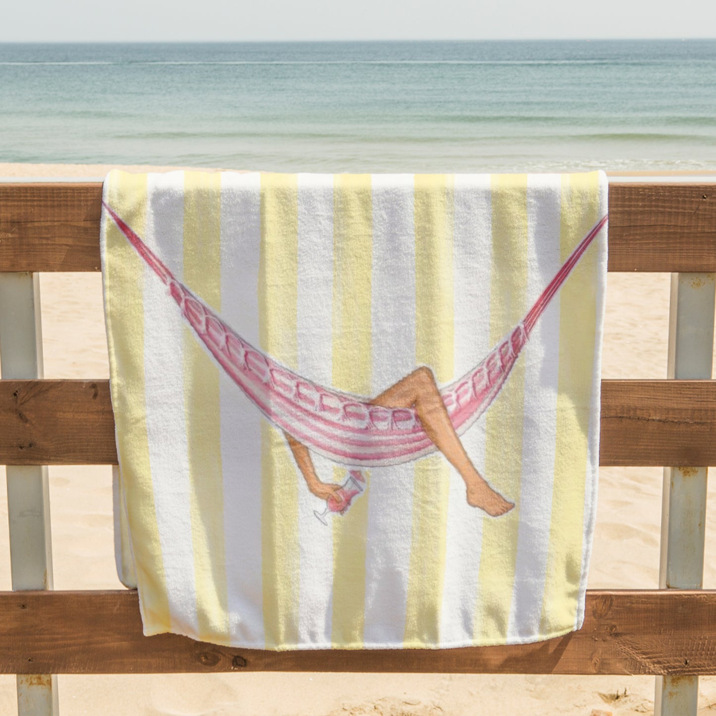 Yellow Hammock Stripe Printed Towel