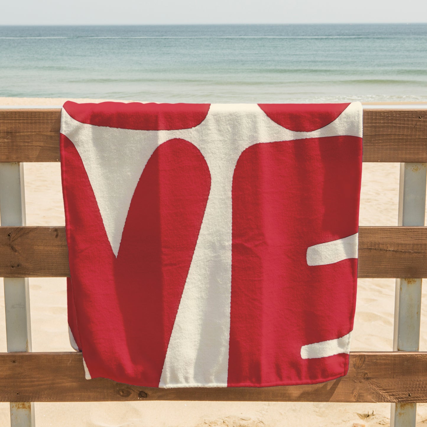 Red Love Graphic Printed Towel