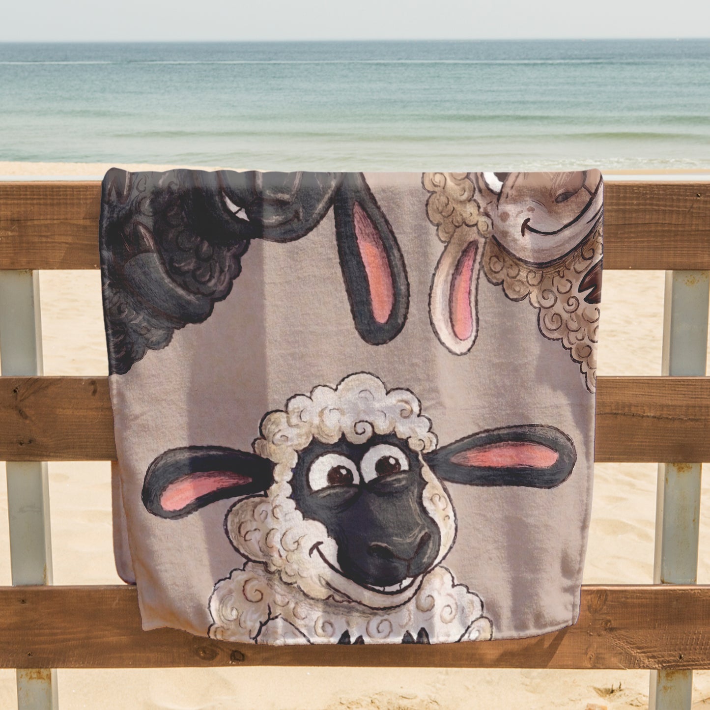 Funny Sheep Friends Printed Towel