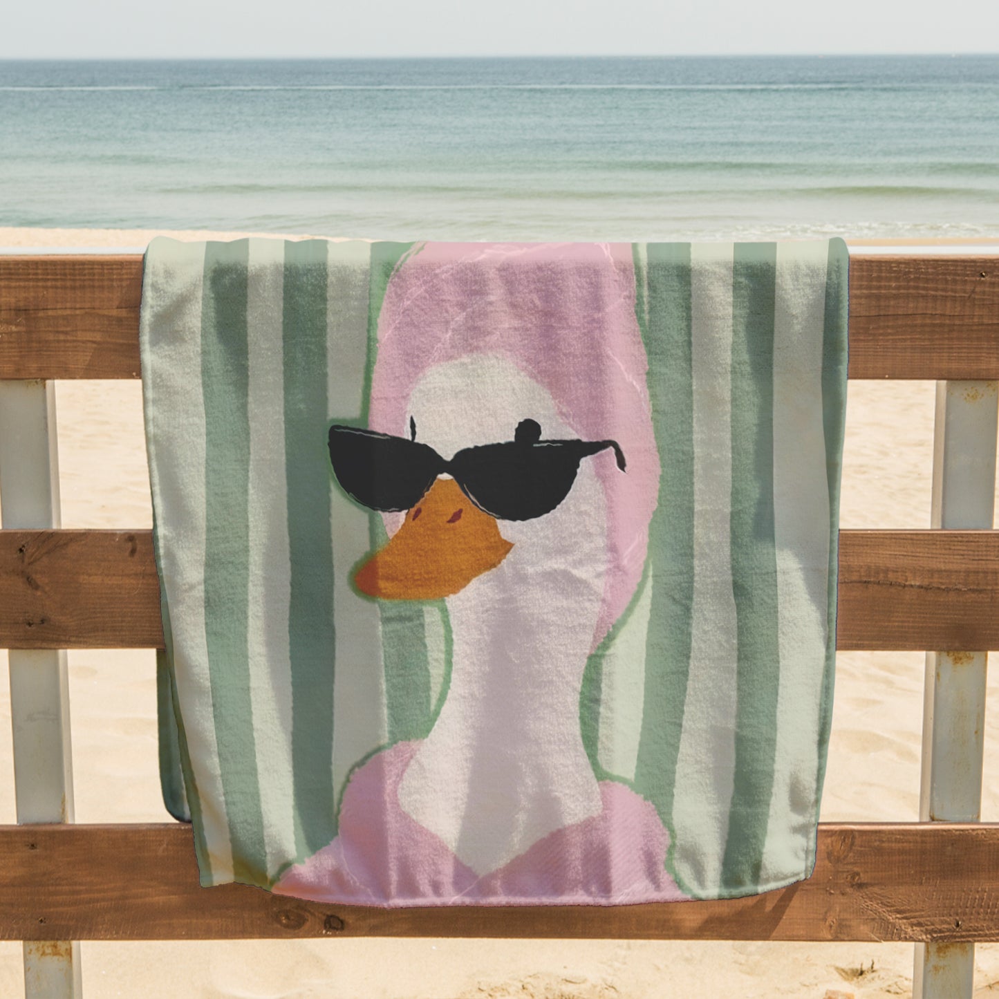 Cool Duck Sage Stripe Printed Towel