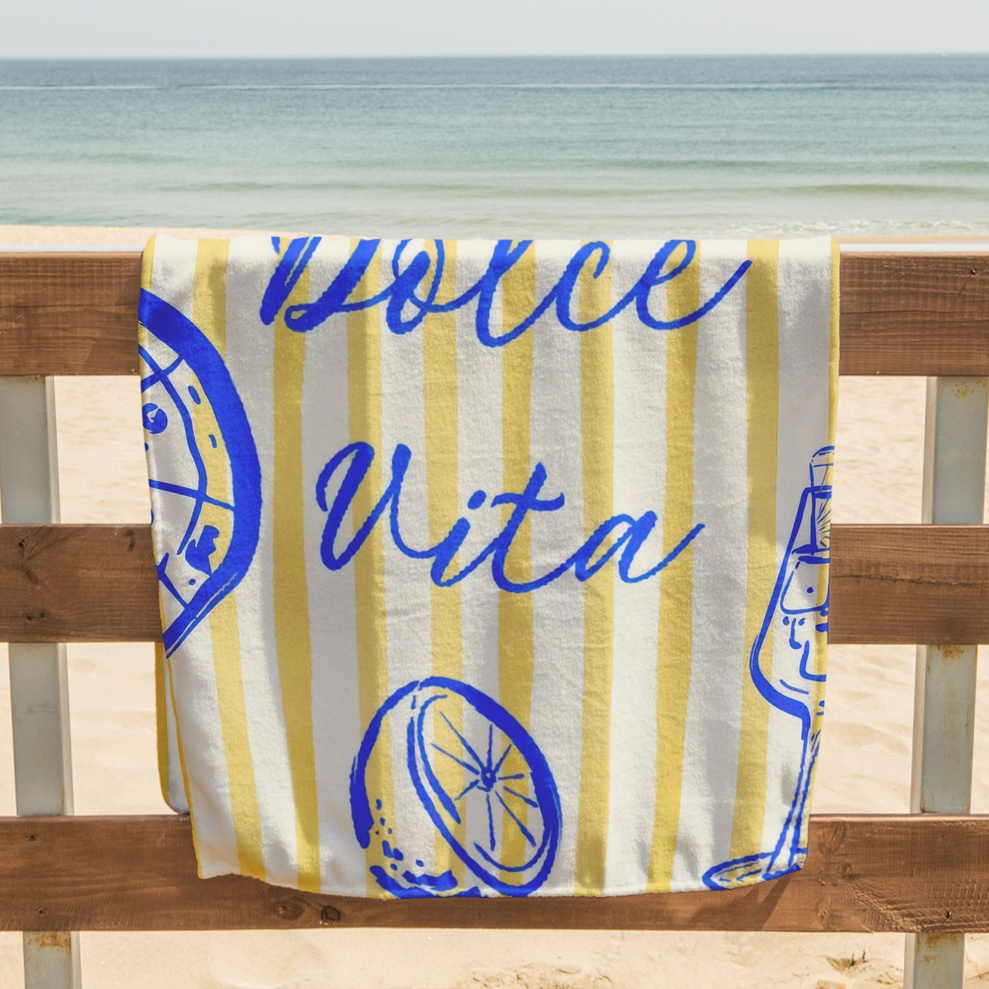 La Dolce Vita Lemon Stripe Printed Towel
