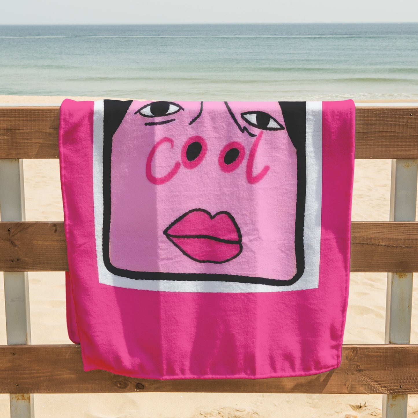 Pink Selfie Portrait Printed Towel