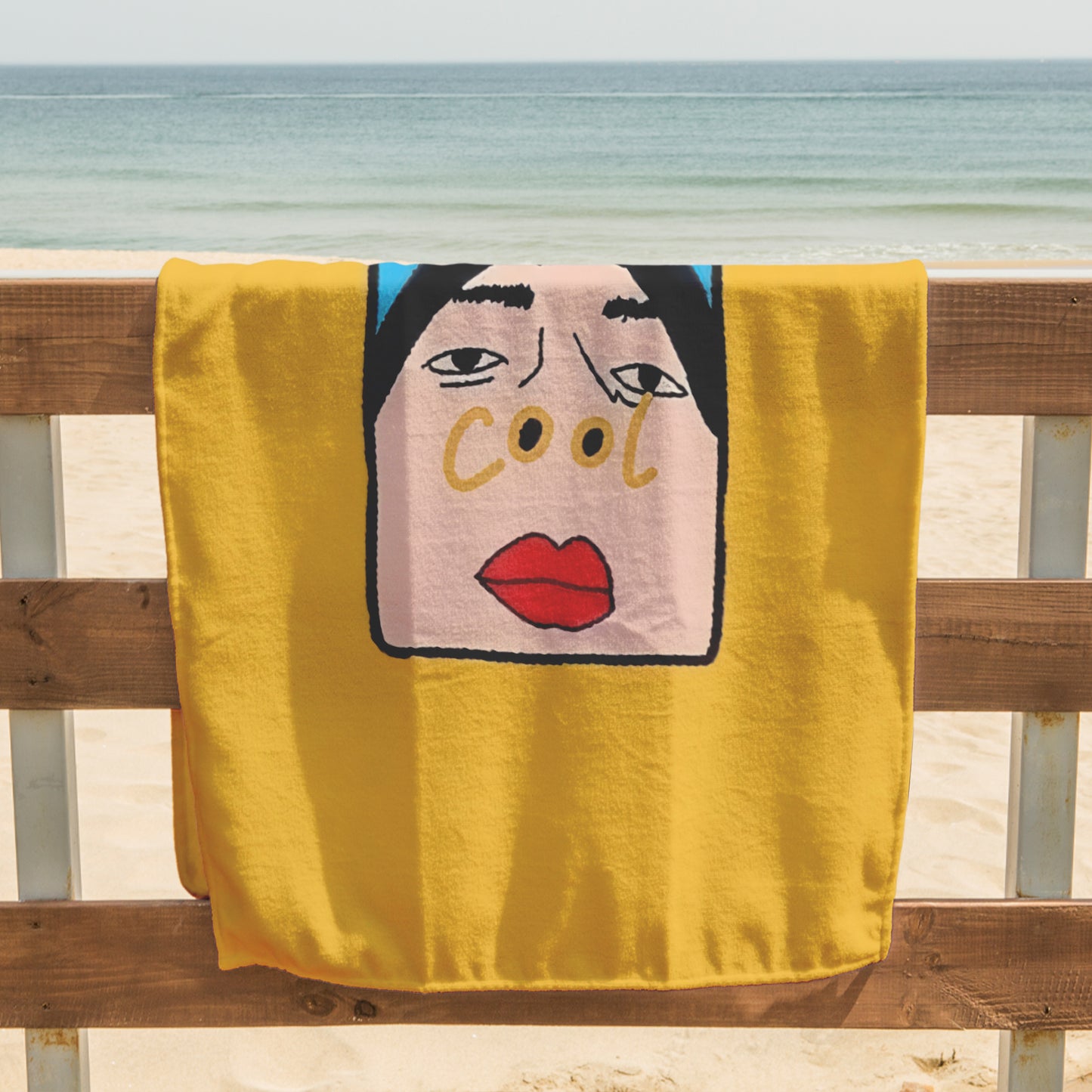 Yellow Selfie Portrait Printed Towel
