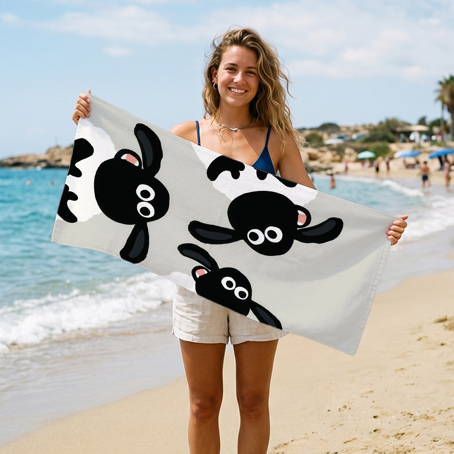 Playful Sheep Pattern Printed Towel