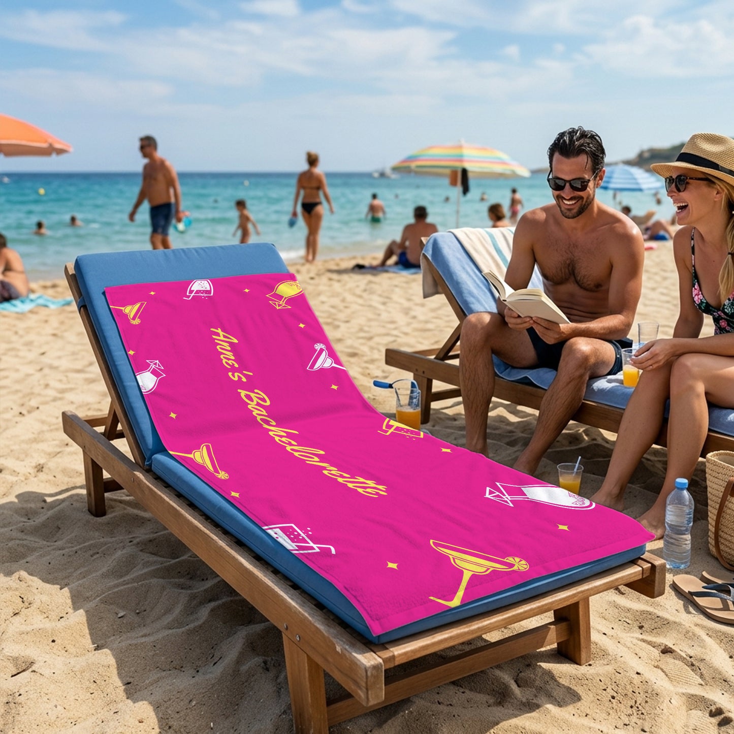 Pink Bachelorette Party Icons Printed Towel