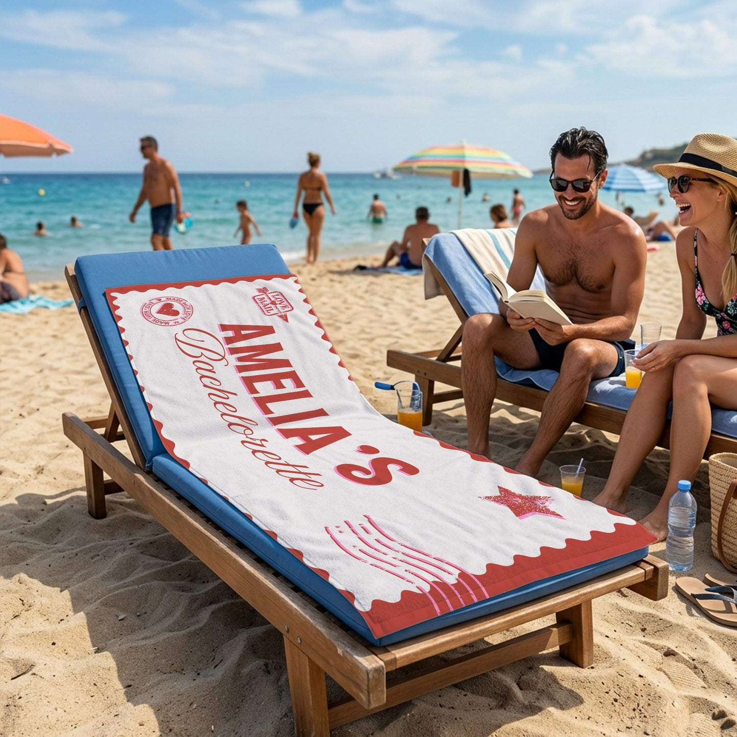 Amelia Bachelorette Postcard Printed Towel