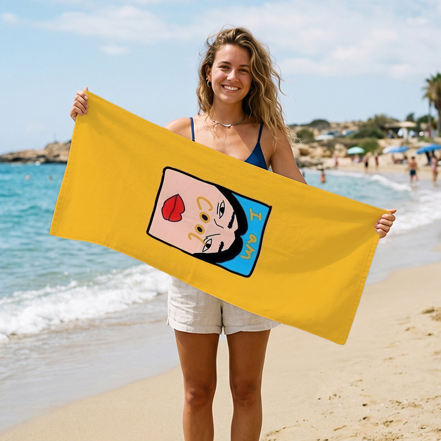 Yellow Selfie Portrait Printed Towel