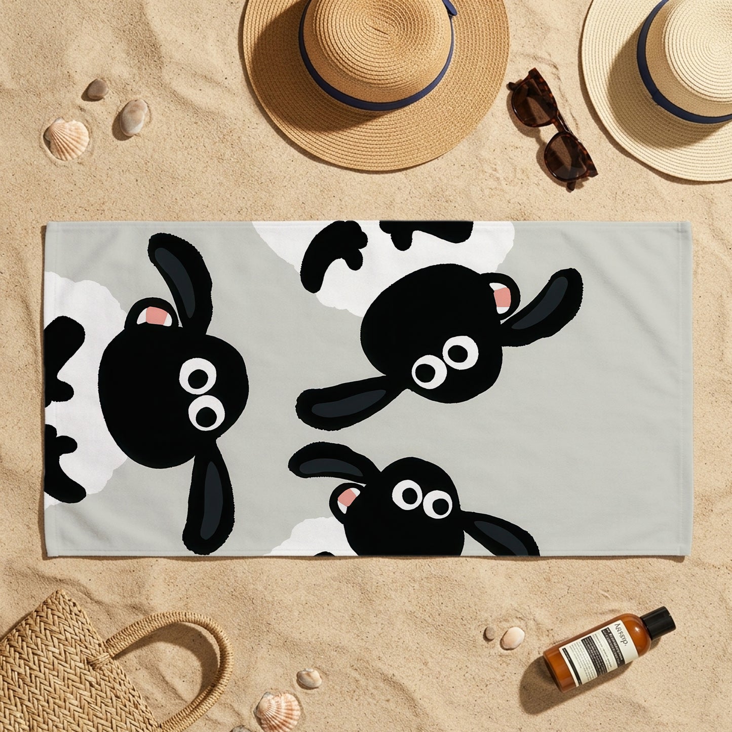 Playful Sheep Pattern Printed Towel