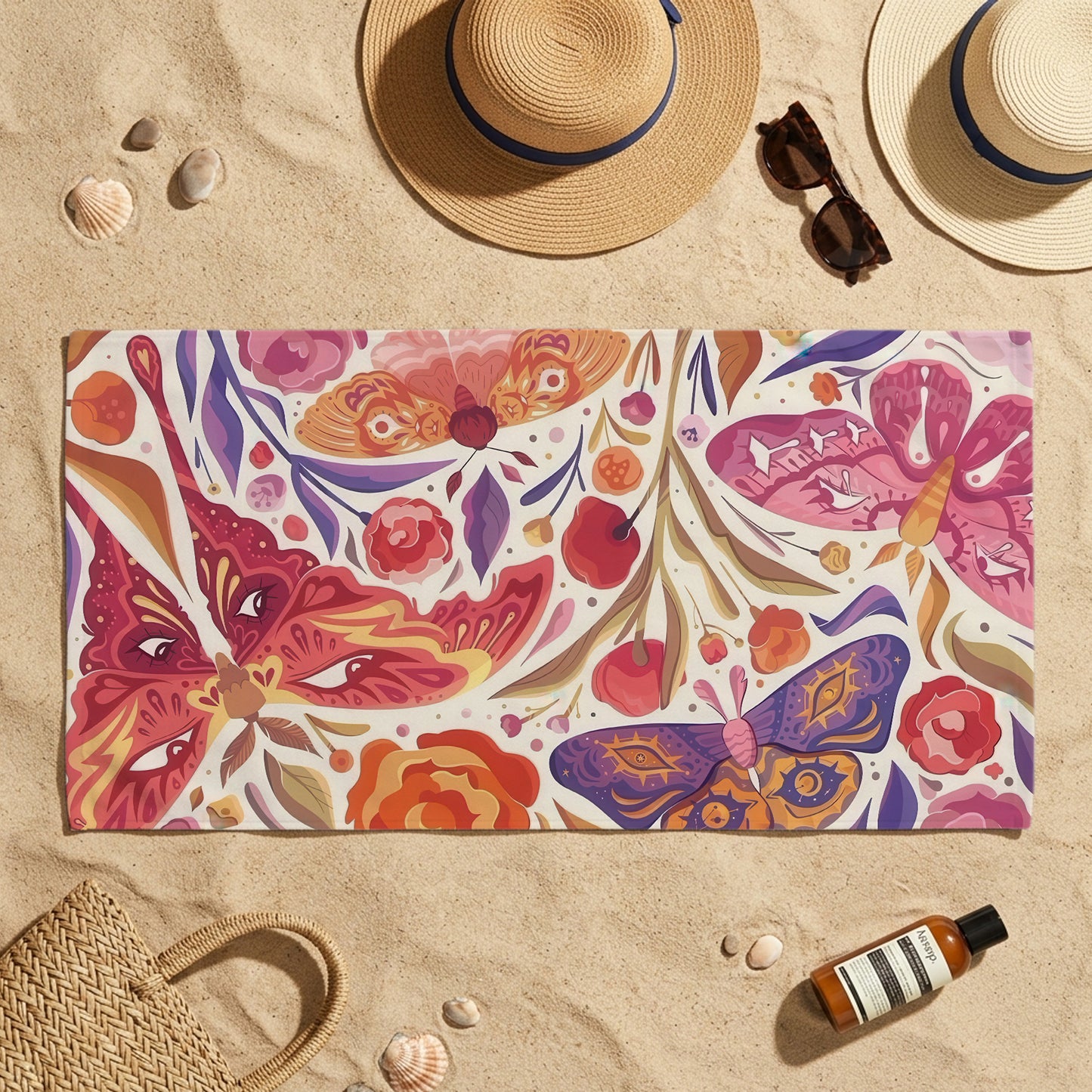 Colorful Butterfly Garden Printed Towel