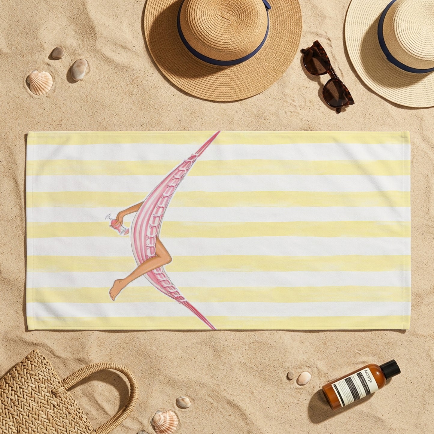 Yellow Hammock Stripe Printed Towel