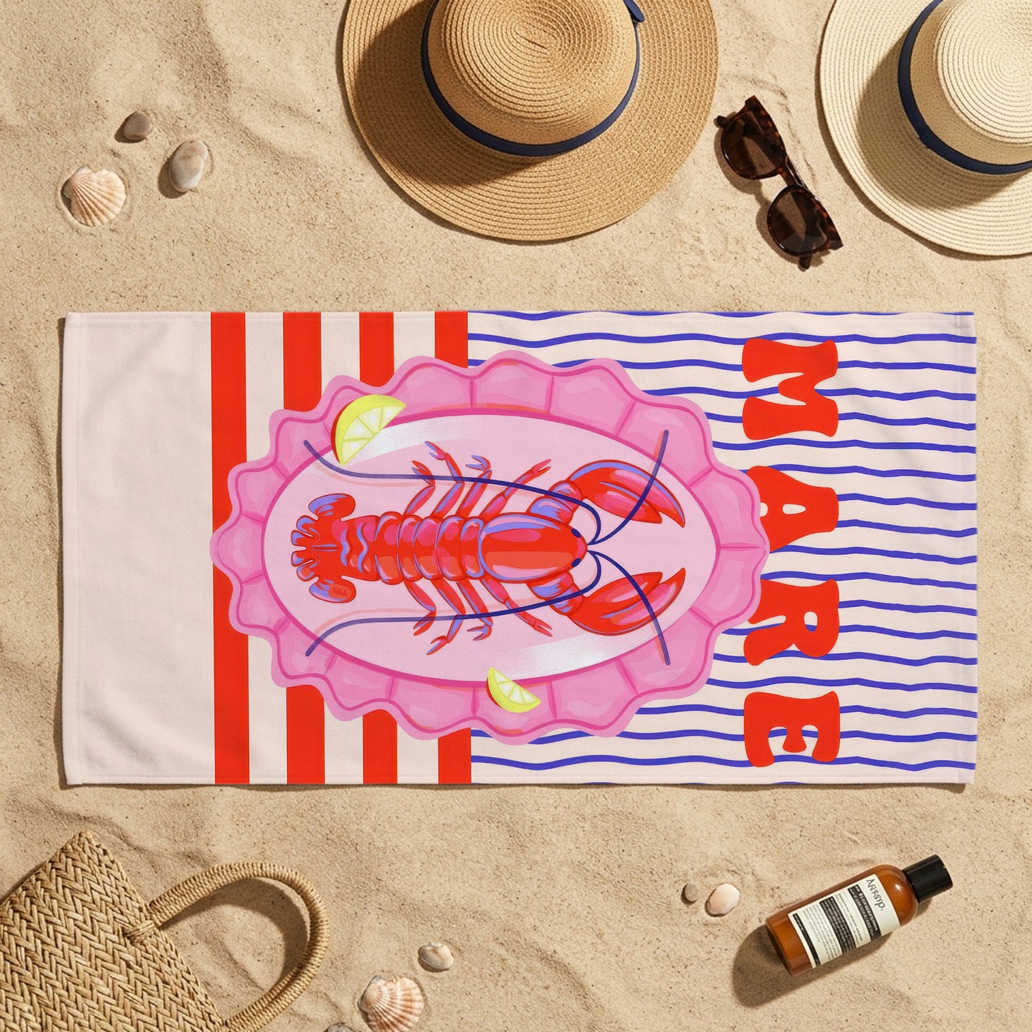 Mare Lobster Stripe Printed Towel