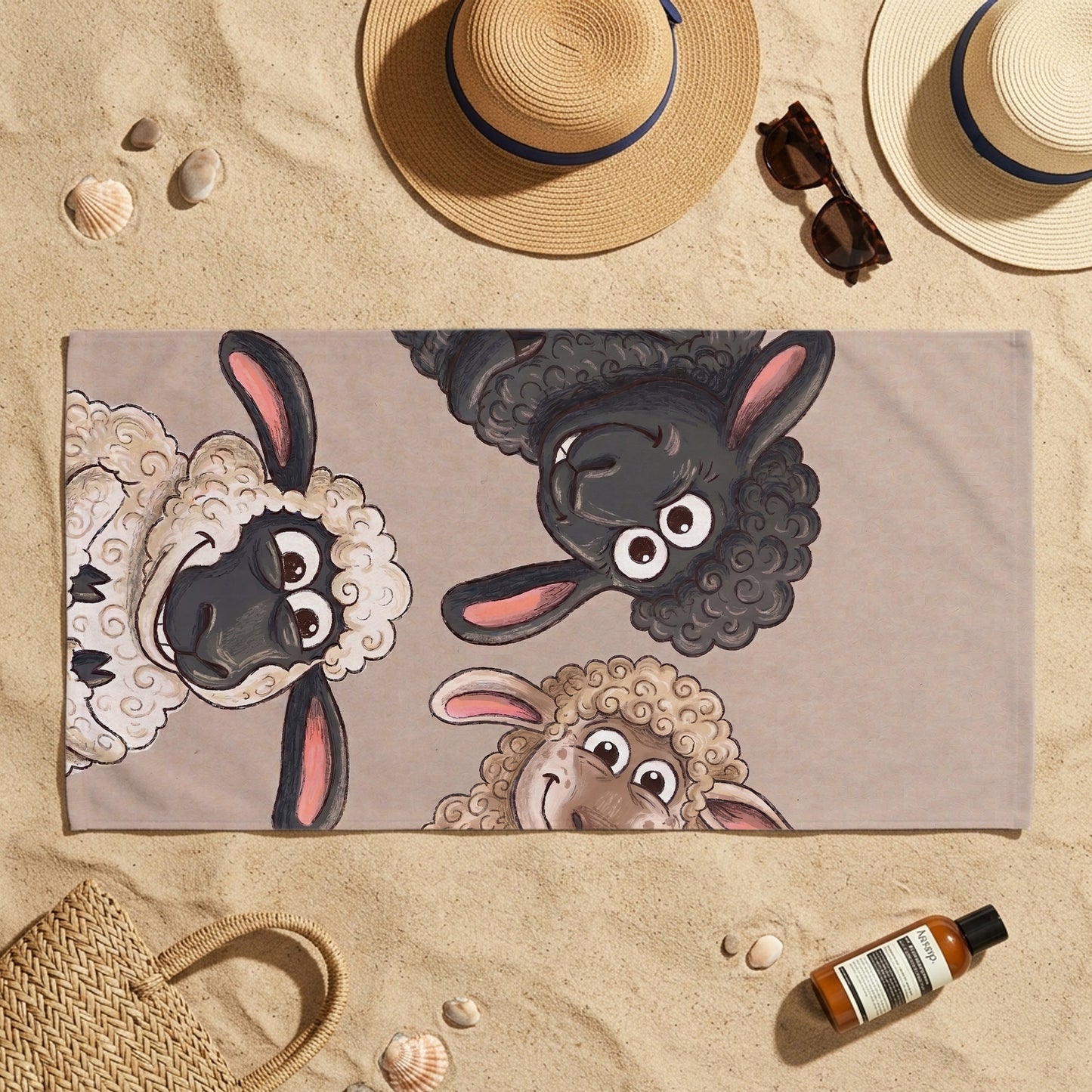 Funny Sheep Friends Printed Towel