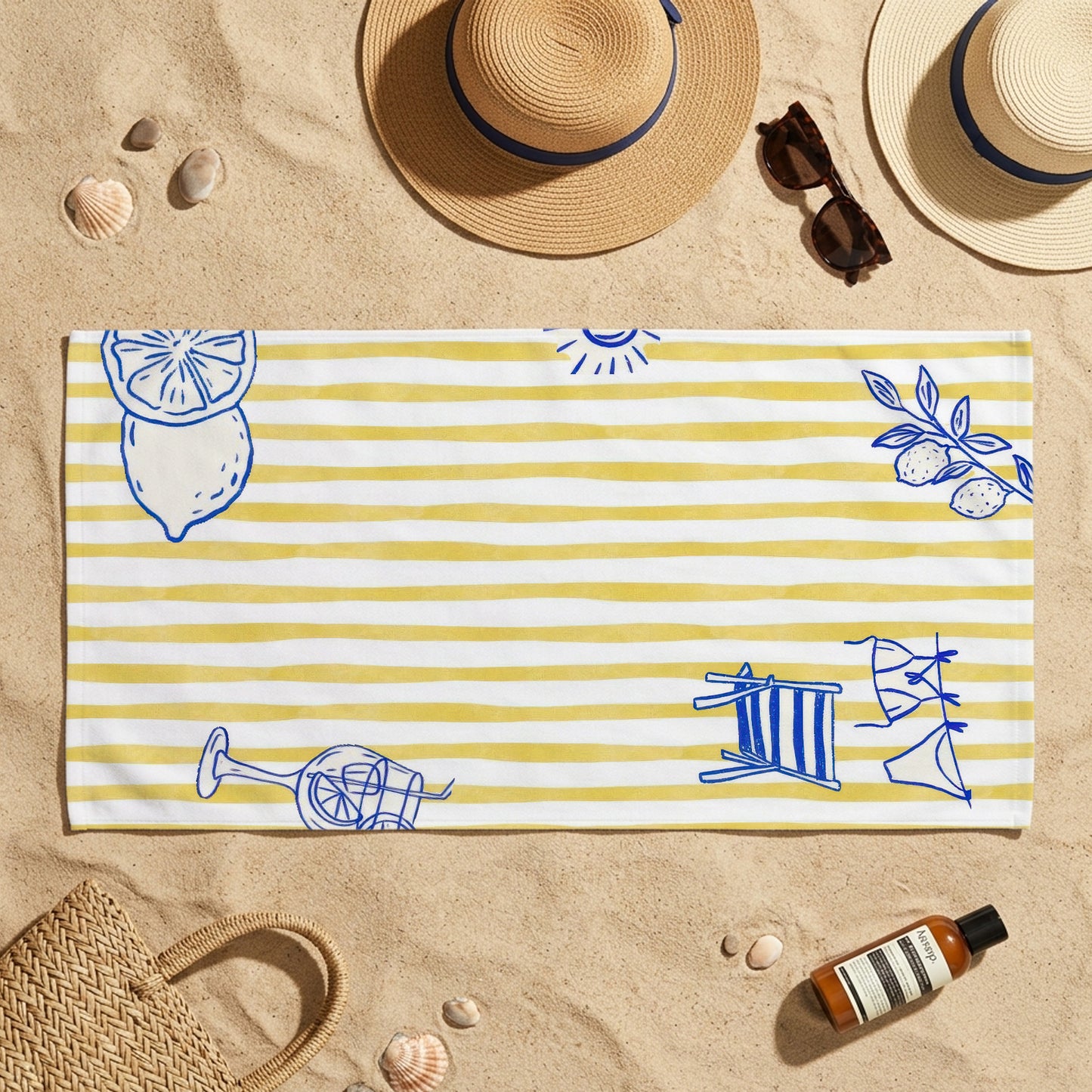Yellow Dolce Vita Stripe Printed Towel