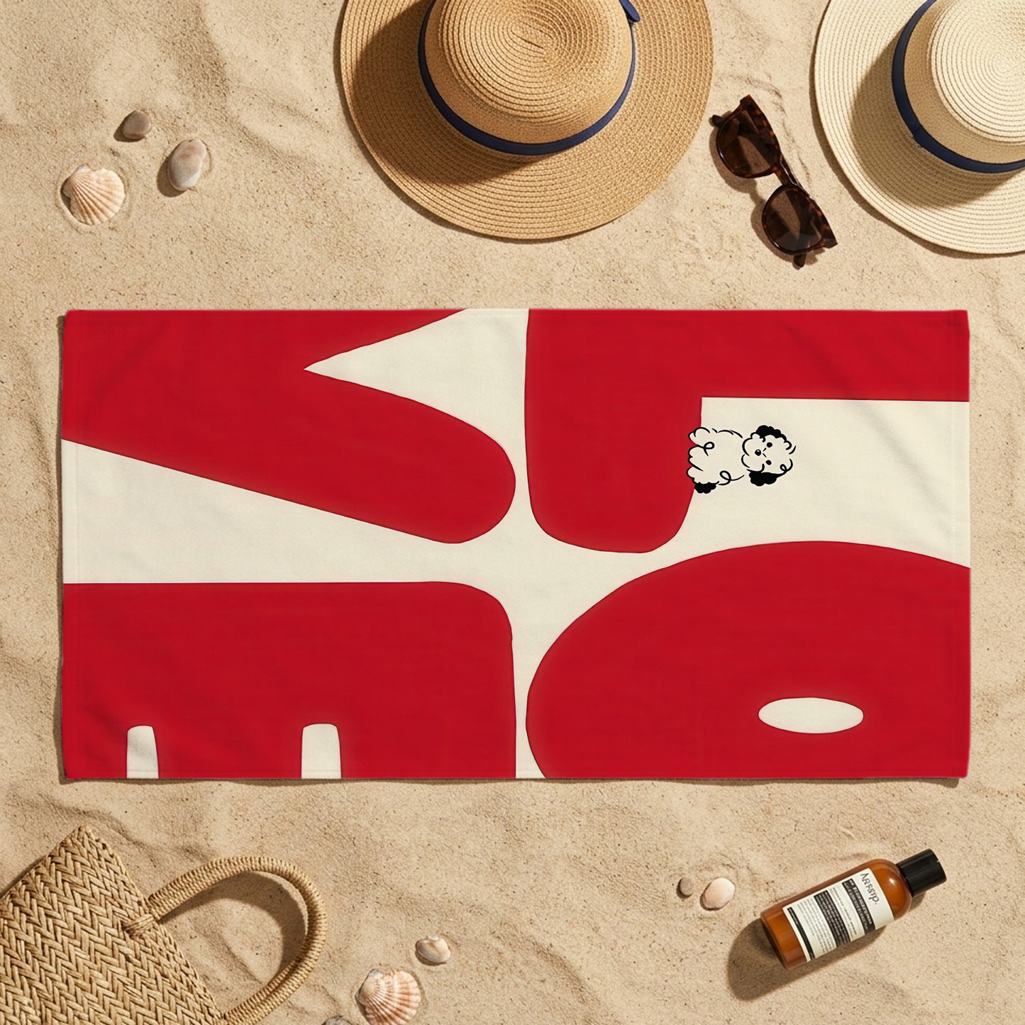 Red Love Graphic Printed Towel