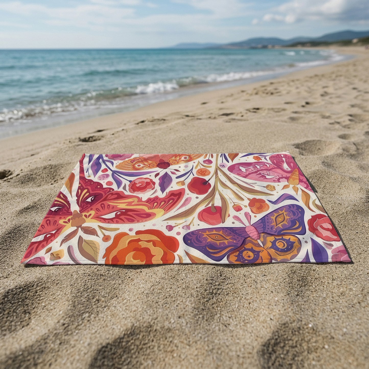 Colorful Butterfly Garden Printed Towel