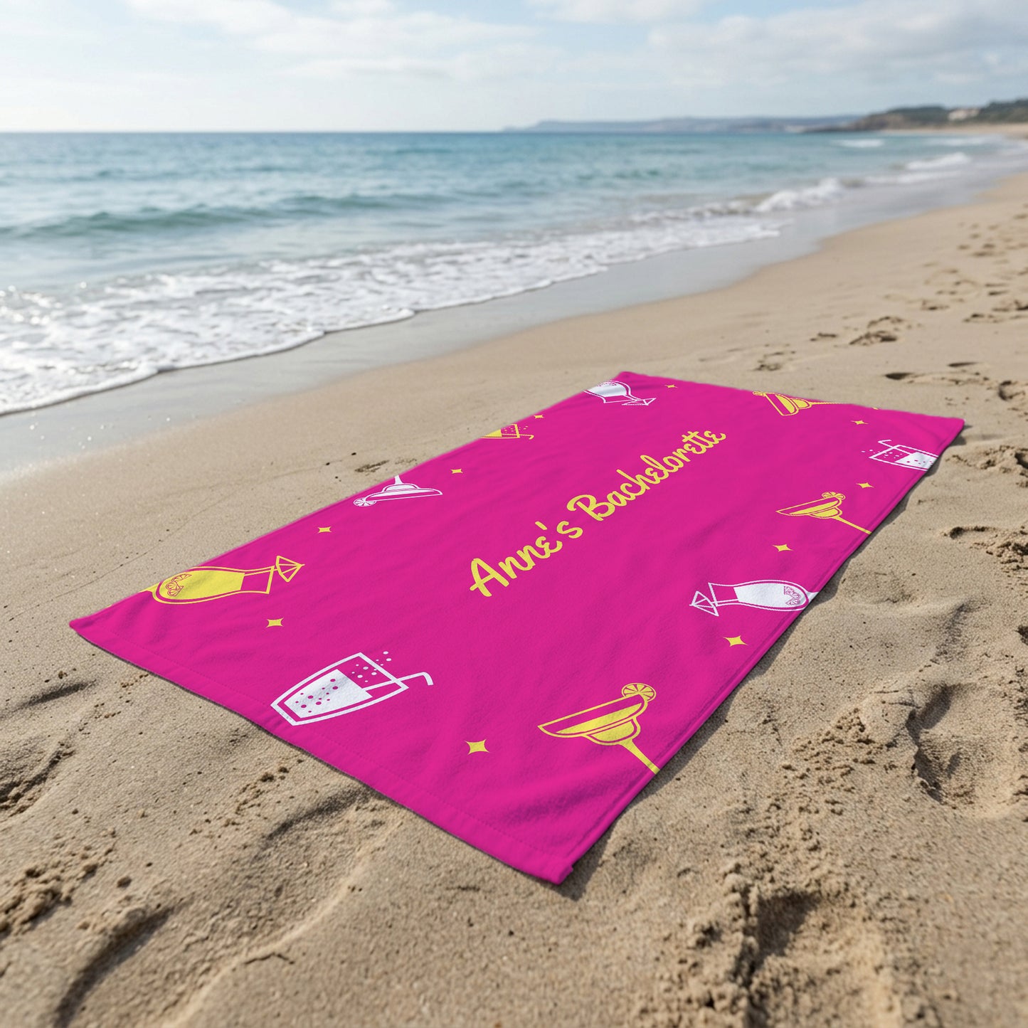 Pink Bachelorette Party Icons Printed Towel