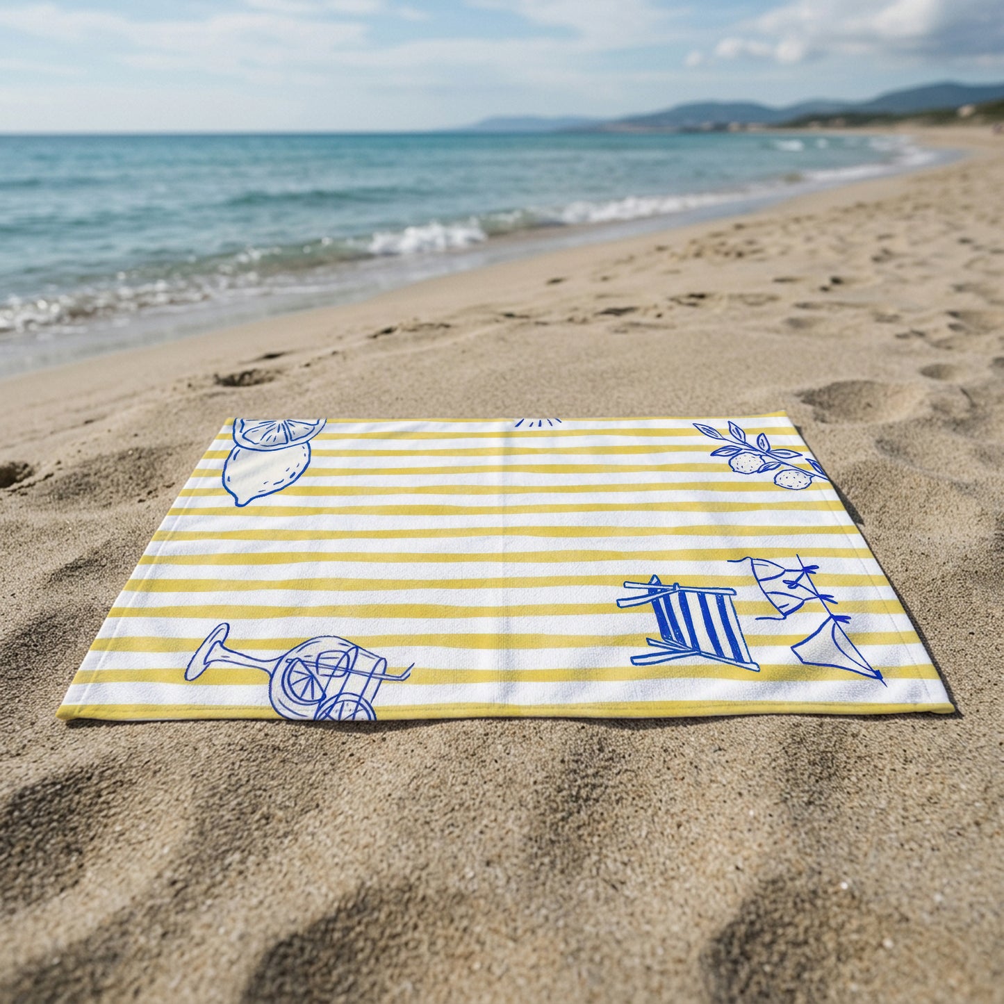 Yellow Dolce Vita Stripe Printed Towel