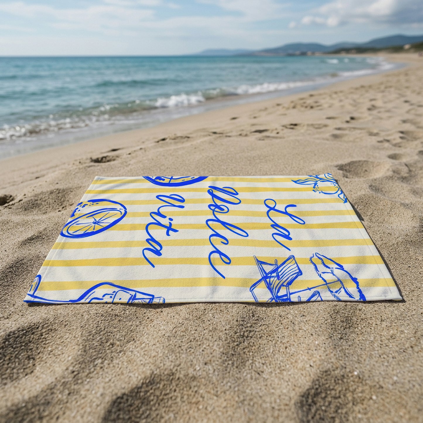 La Dolce Vita Lemon Stripe Printed Towel