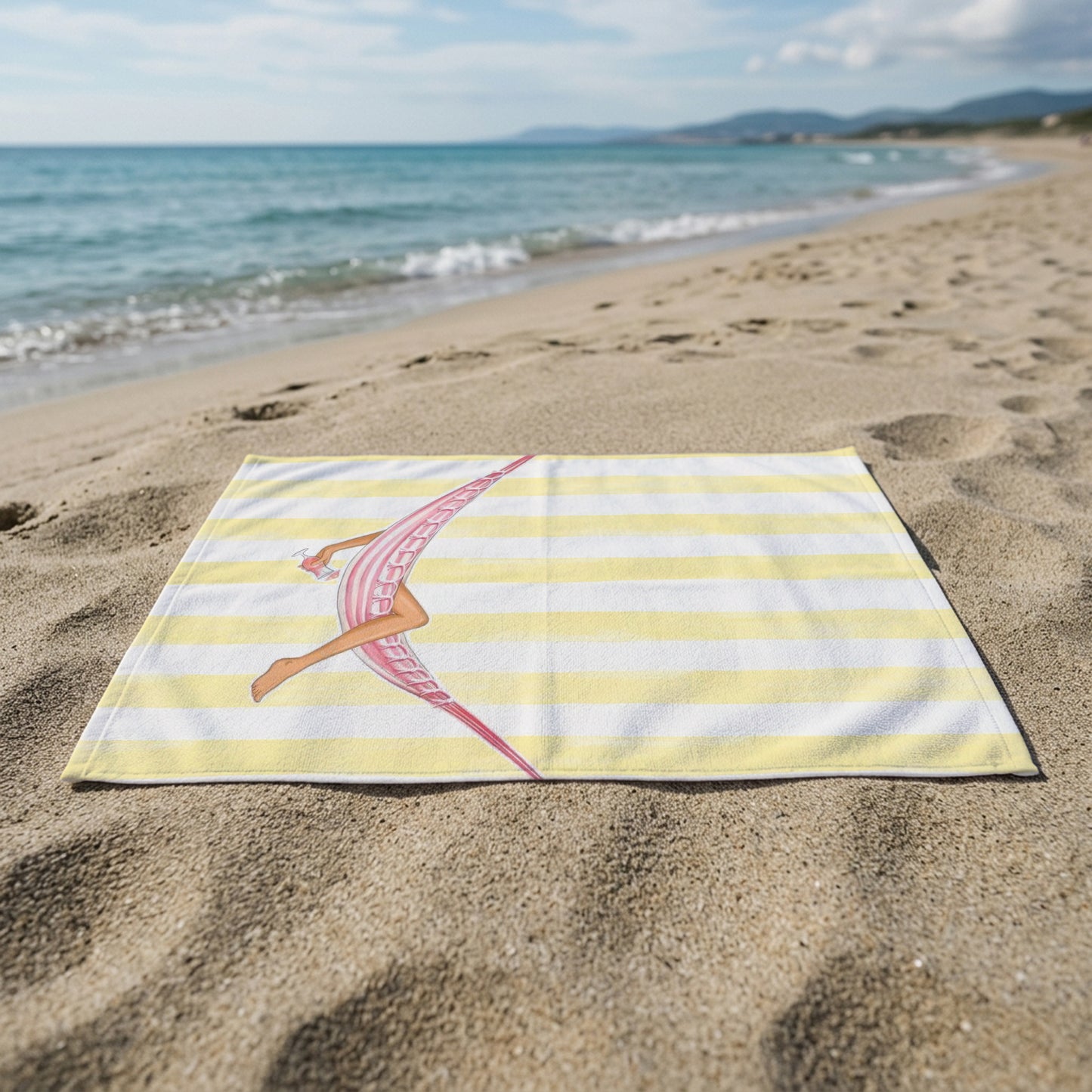 Yellow Hammock Stripe Printed Towel