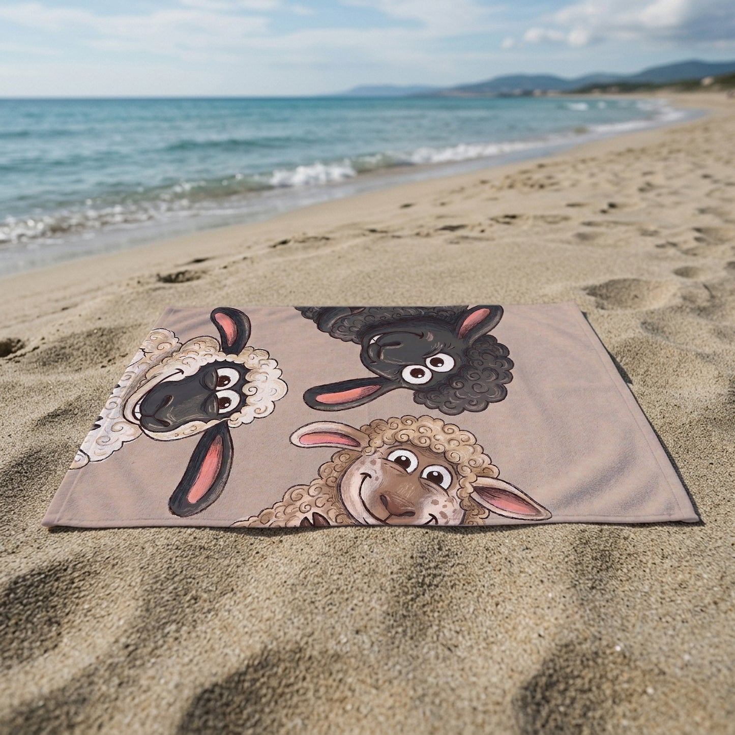 Funny Sheep Friends Printed Towel