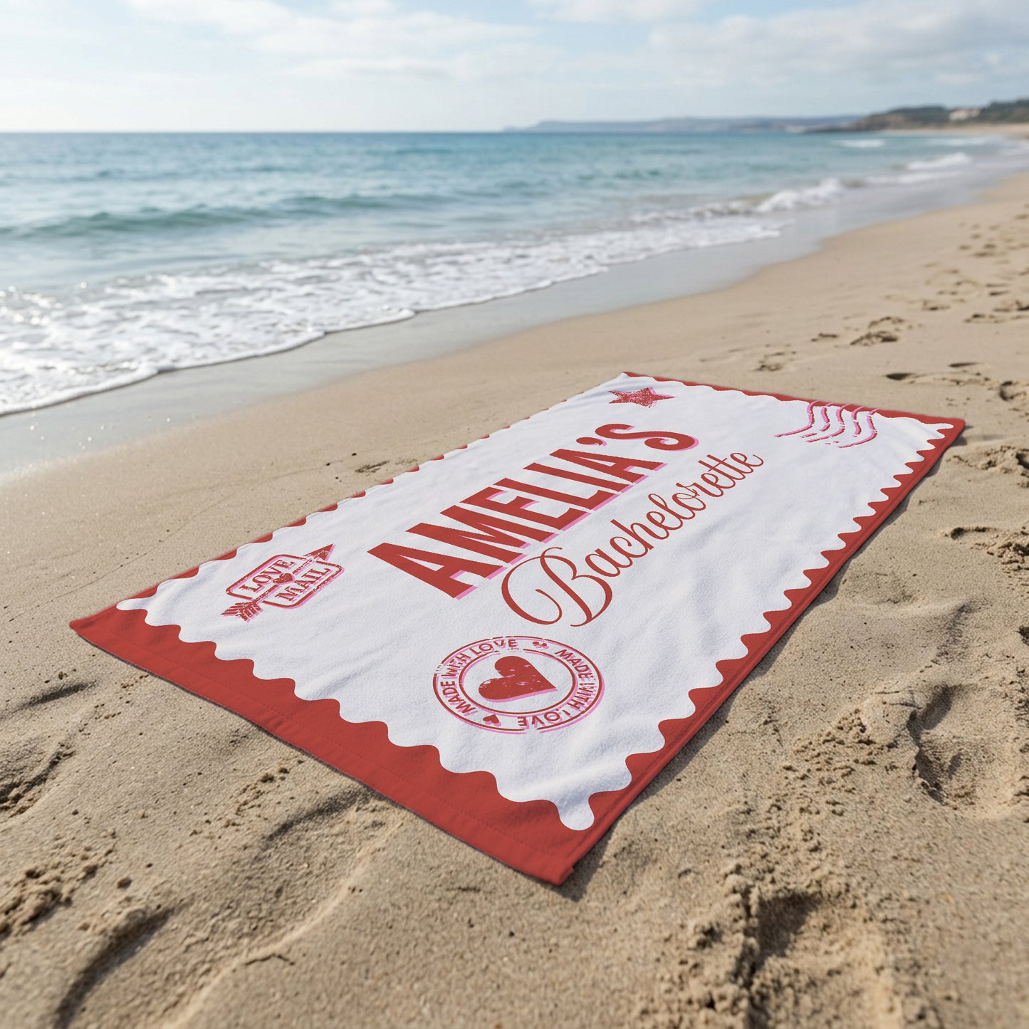 Amelia Bachelorette Postcard Printed Towel
