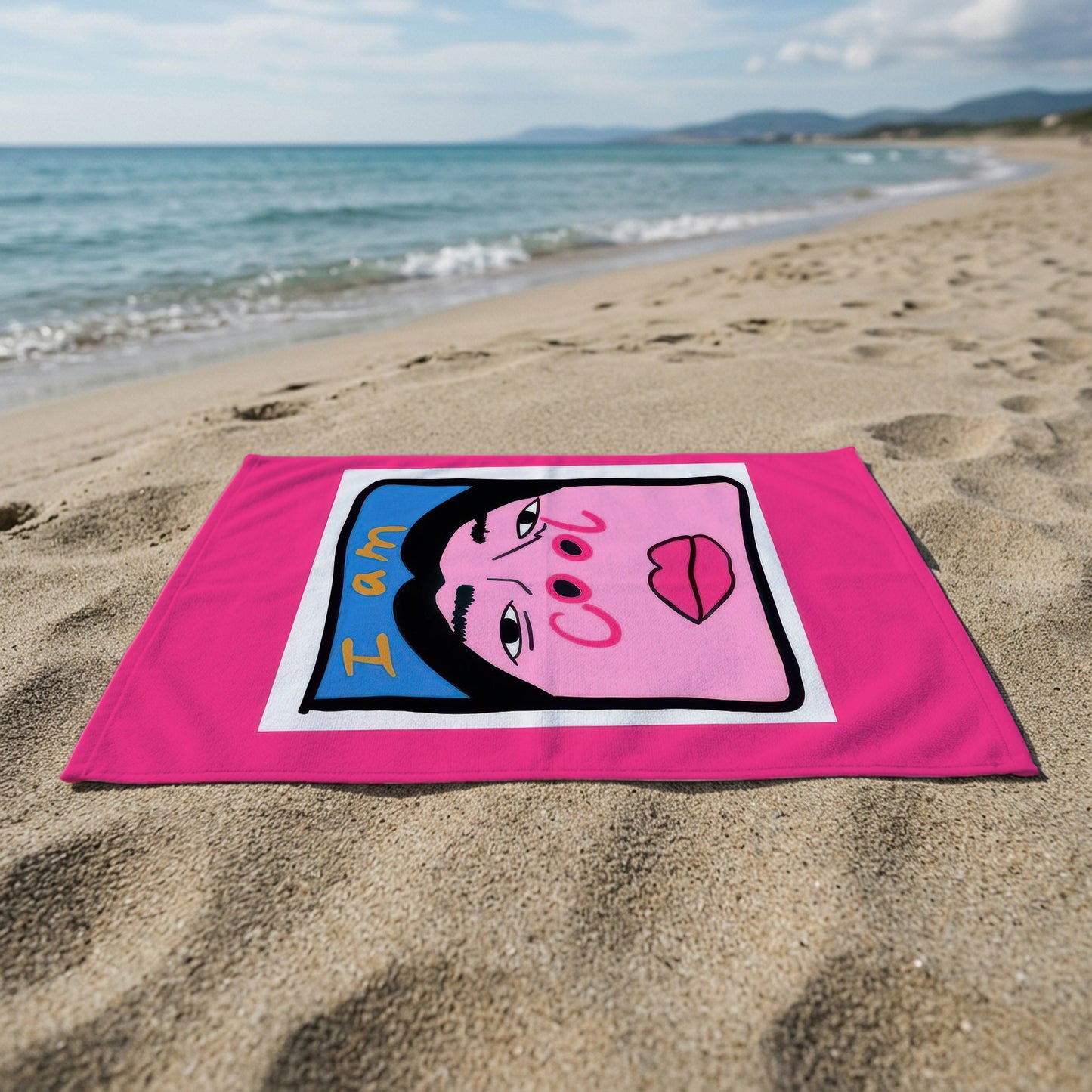Pink Selfie Portrait Printed Towel