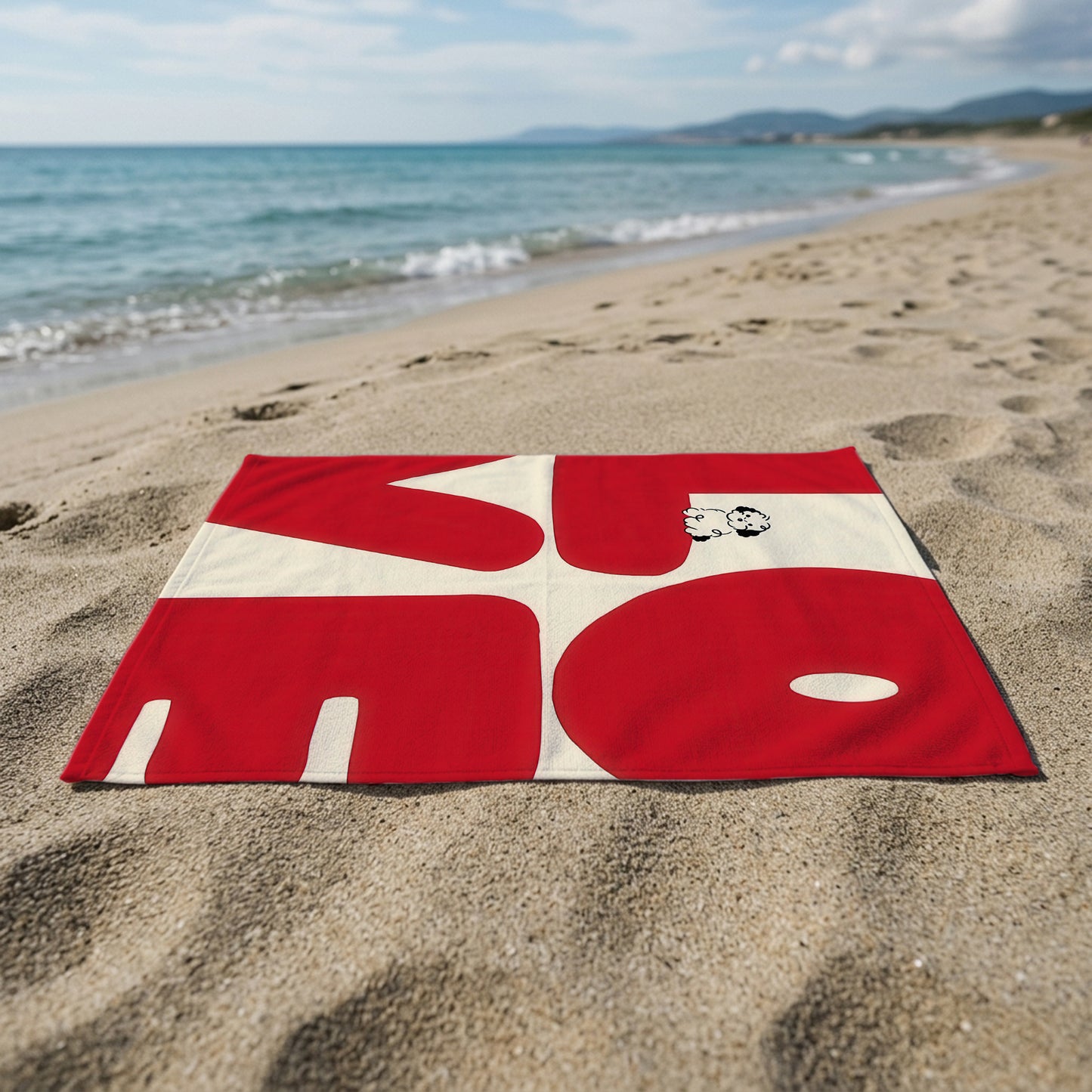 Red Love Graphic Printed Towel