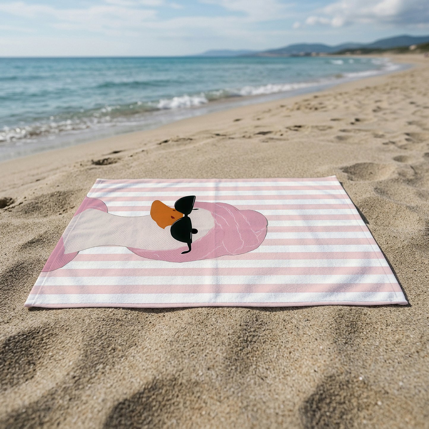 Spa Duck Pink Stripe Printed Towel