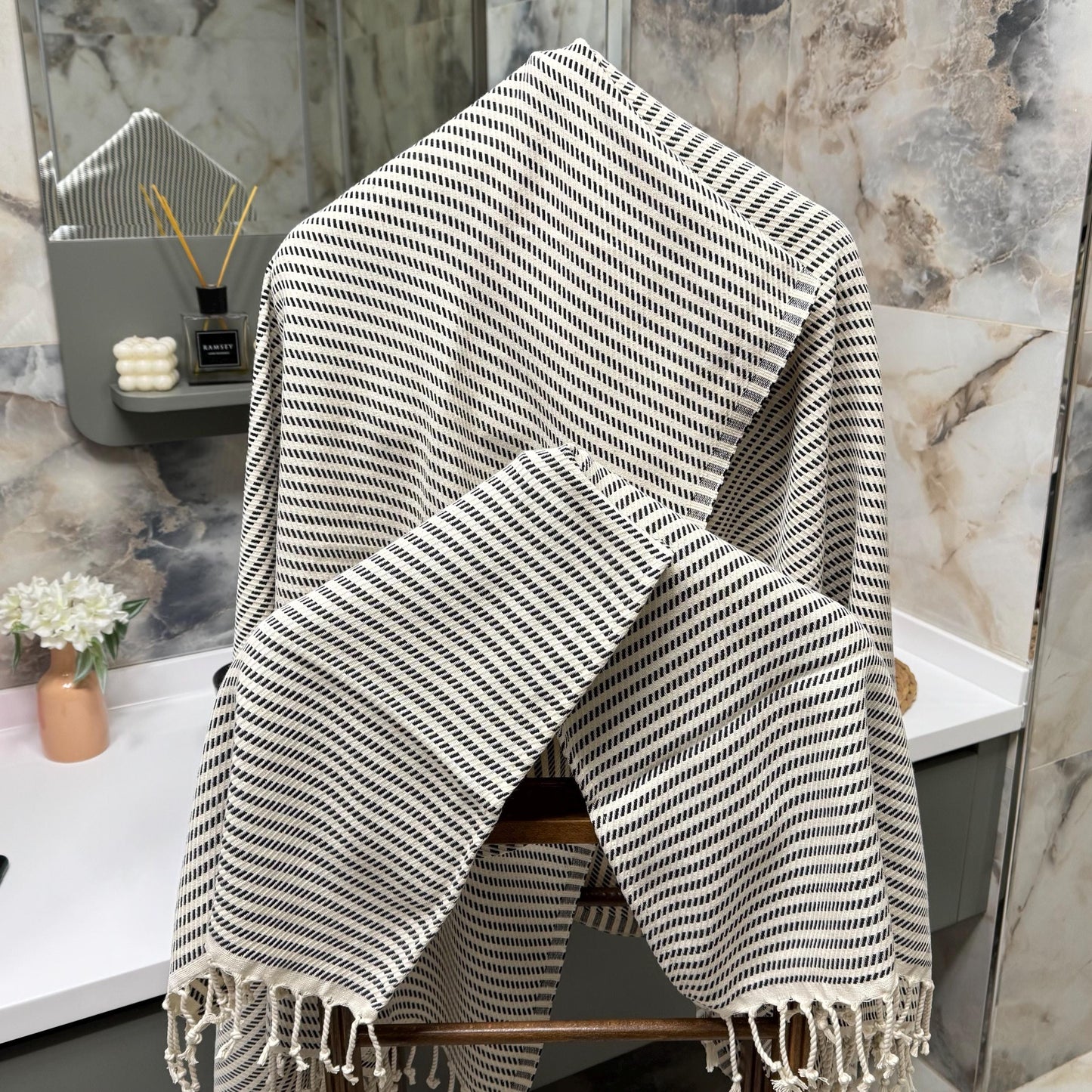 Personalized Turkish Beach Towel, Handwoven Cotton Peshtemal, Wedding Gift