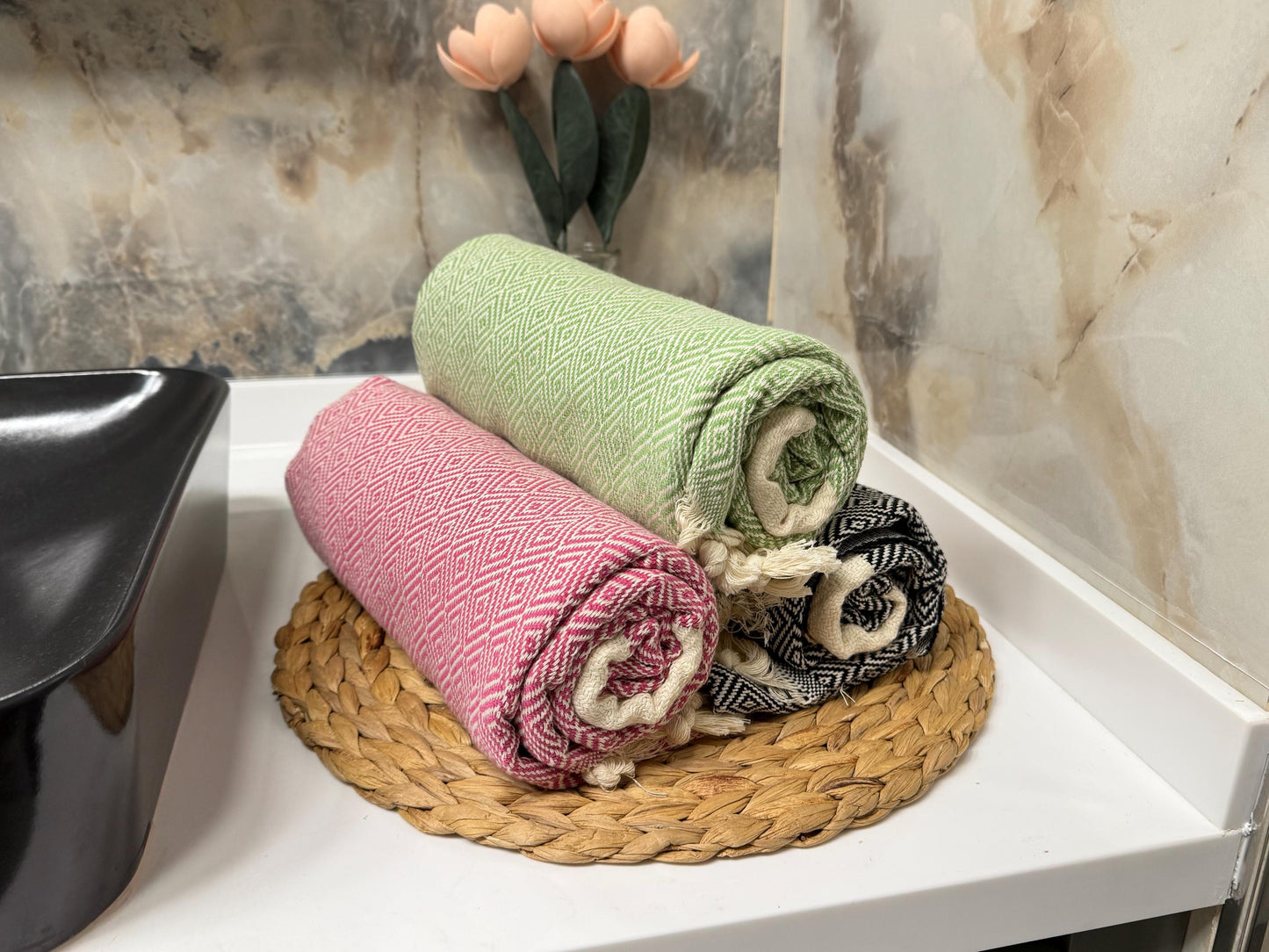 Personalized Turkish Beach Towel: Embroidered Cotton Peshtemal Gift