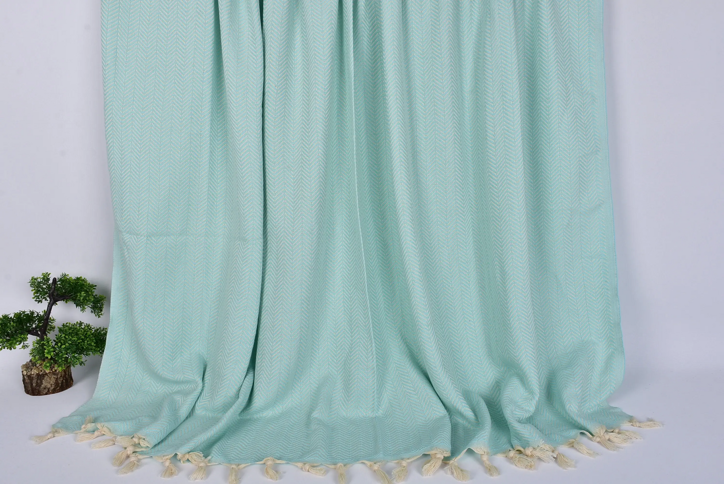 Throw Blanket Turkish Cotton Beige, 75x91 Inches