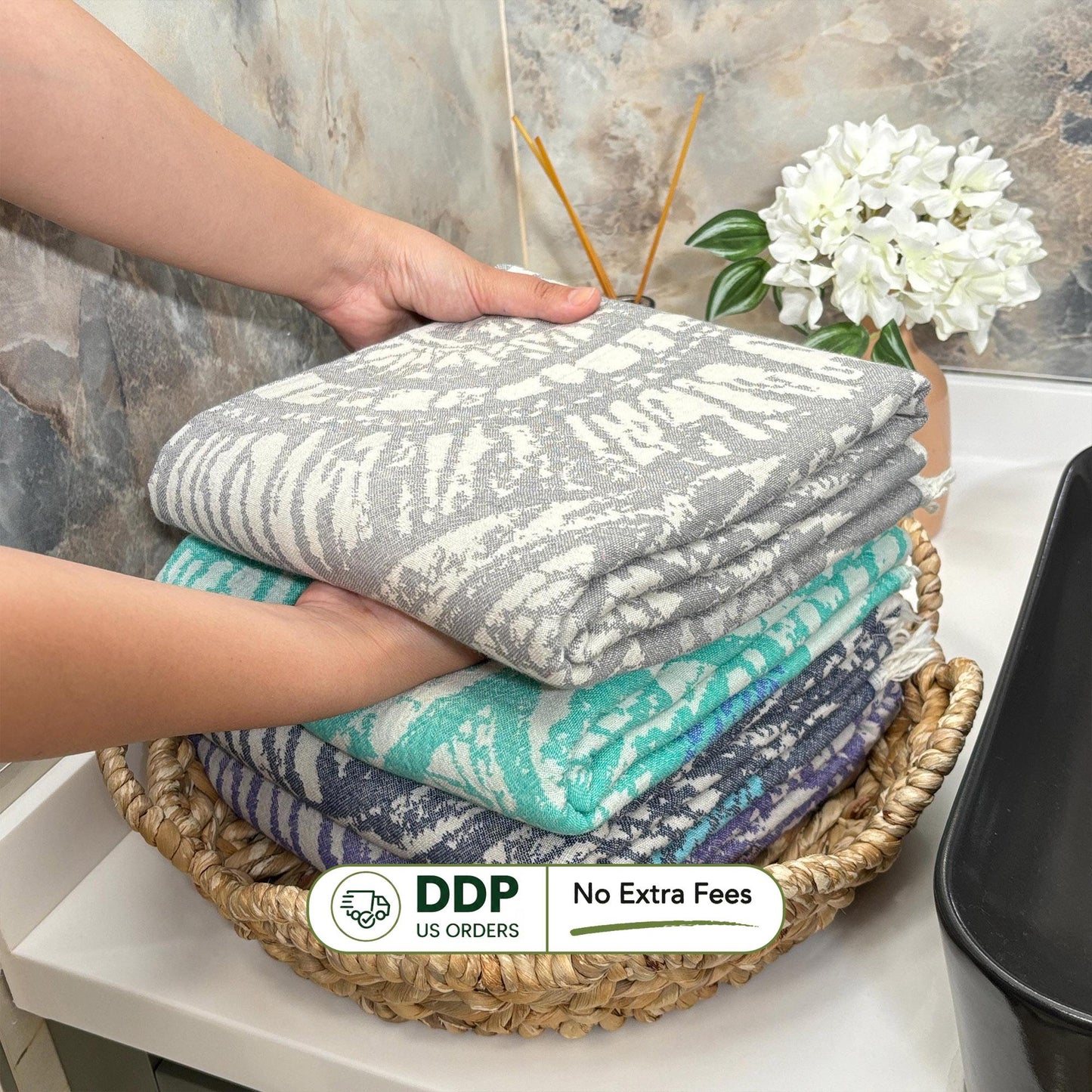 Embroidered Mandala Turkish Towel: Boho Beach Hammam Towel