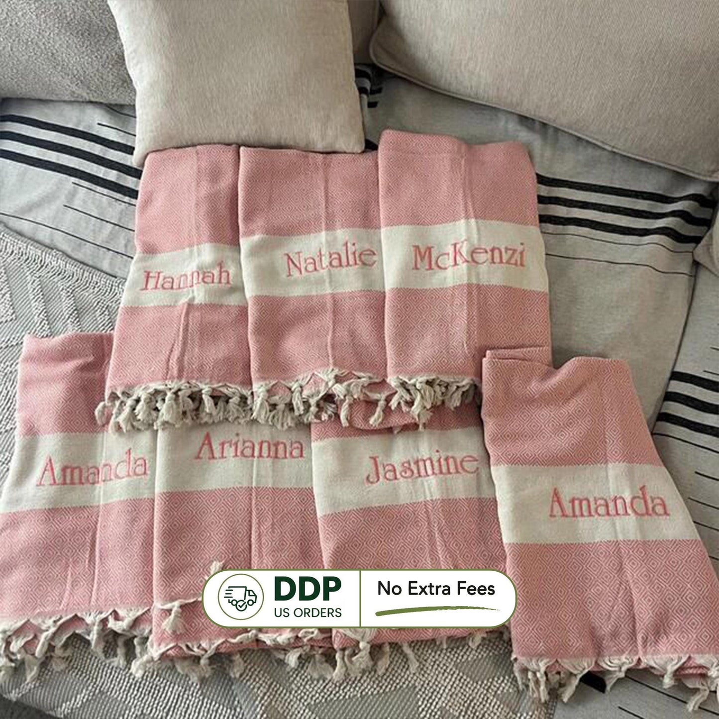 Custom Turkish Cotton Beach Towel: Personalized Embroidered Gift