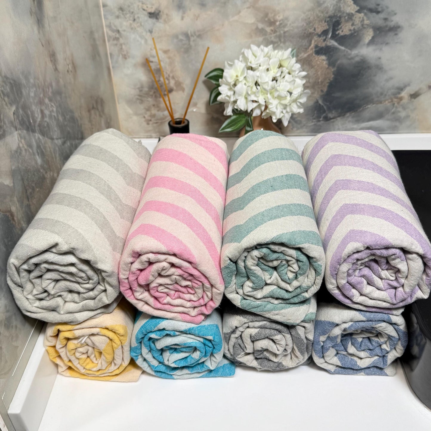 Handwoven Turkish Peshtemal Towel – 100% Cotton, Personalized Gift