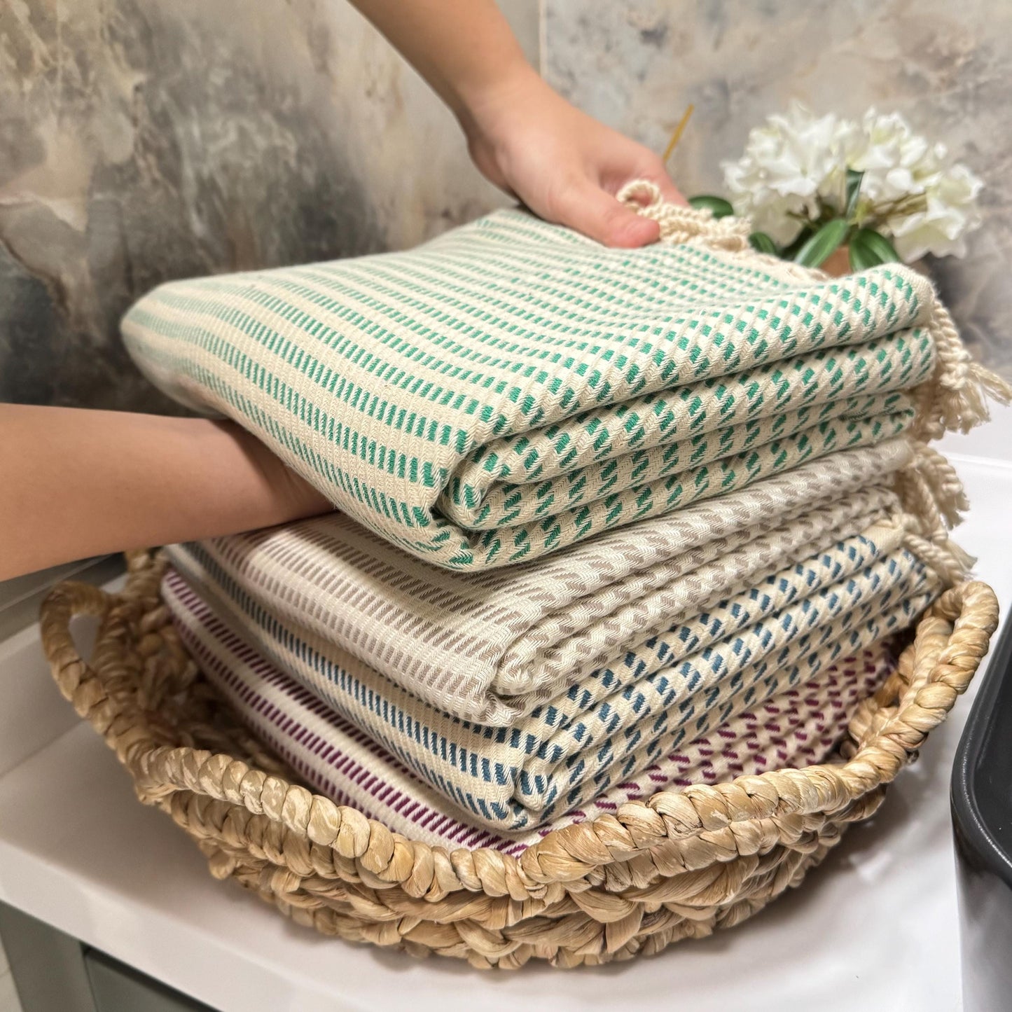 Personalized Turkish Beach Towel, Handwoven Cotton Peshtemal, Wedding Gift