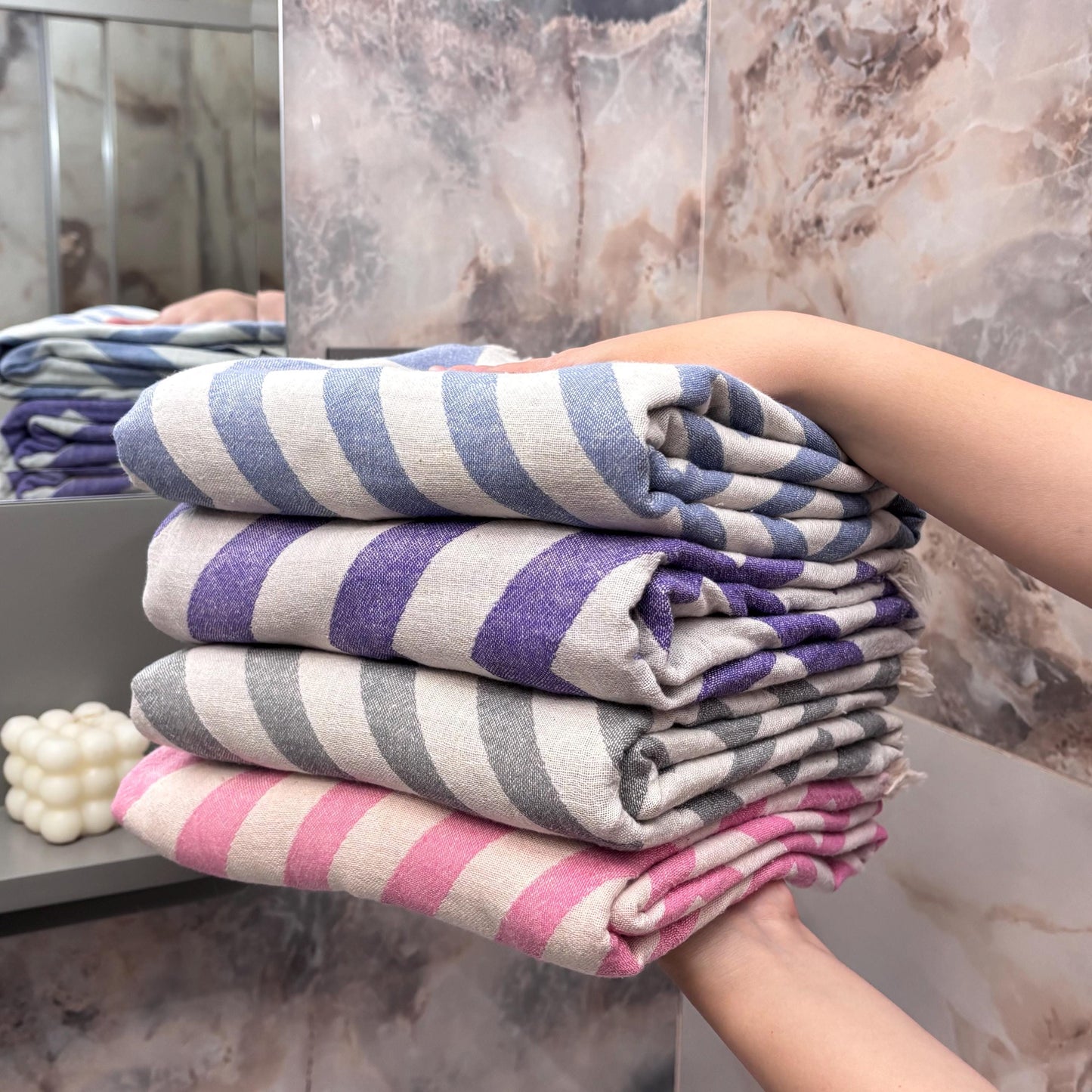 Handwoven Turkish Peshtemal Towel – 100% Cotton, Personalized Gift