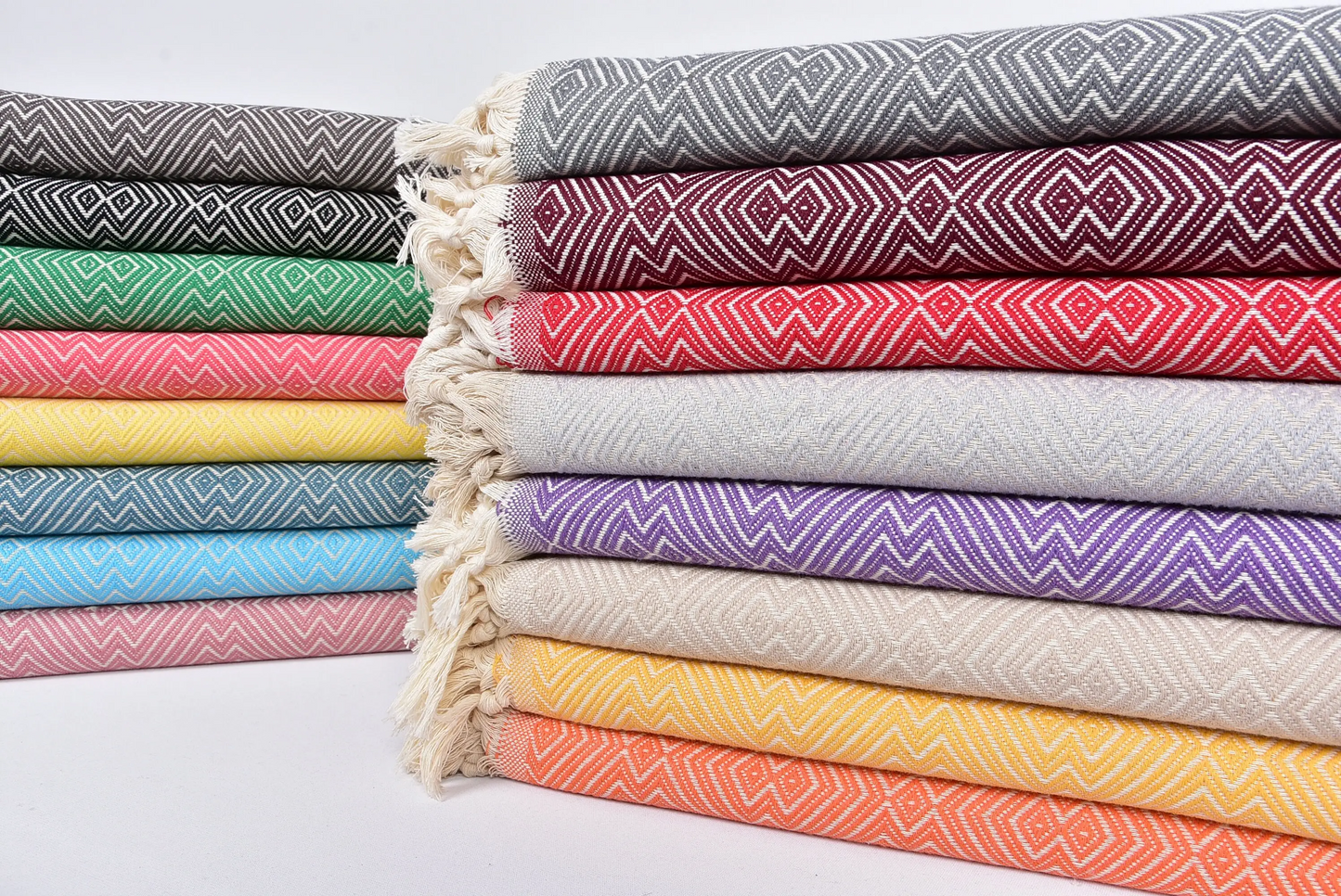 Turkish Cotton Blanket Throw Beige, 79x103 Inches