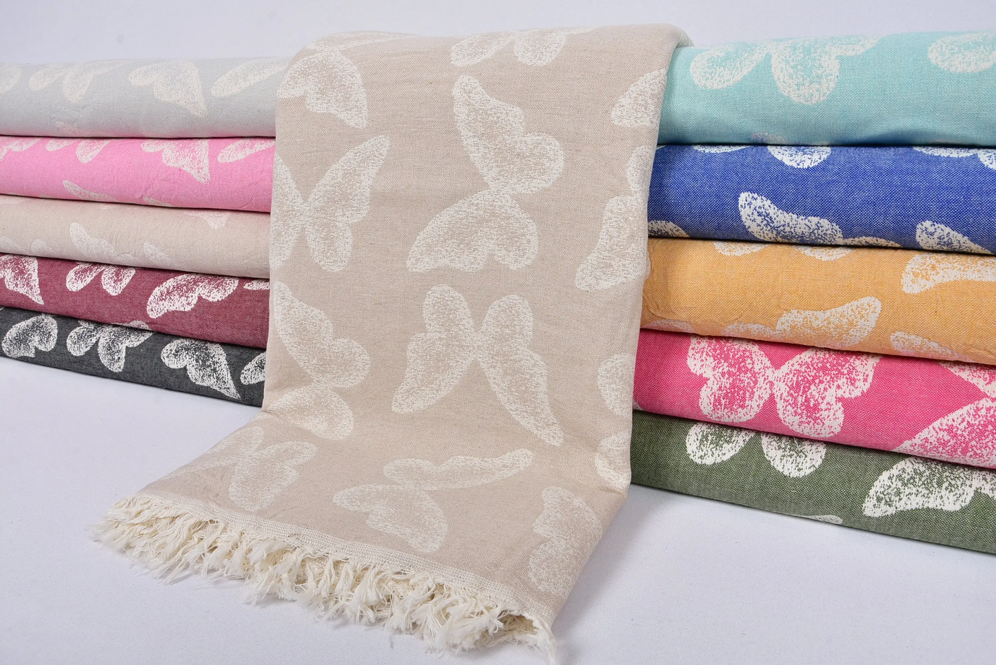 Turkish Blanket Home Decor Throw Butterfly Patterned Animal Print, 79x95 Inches