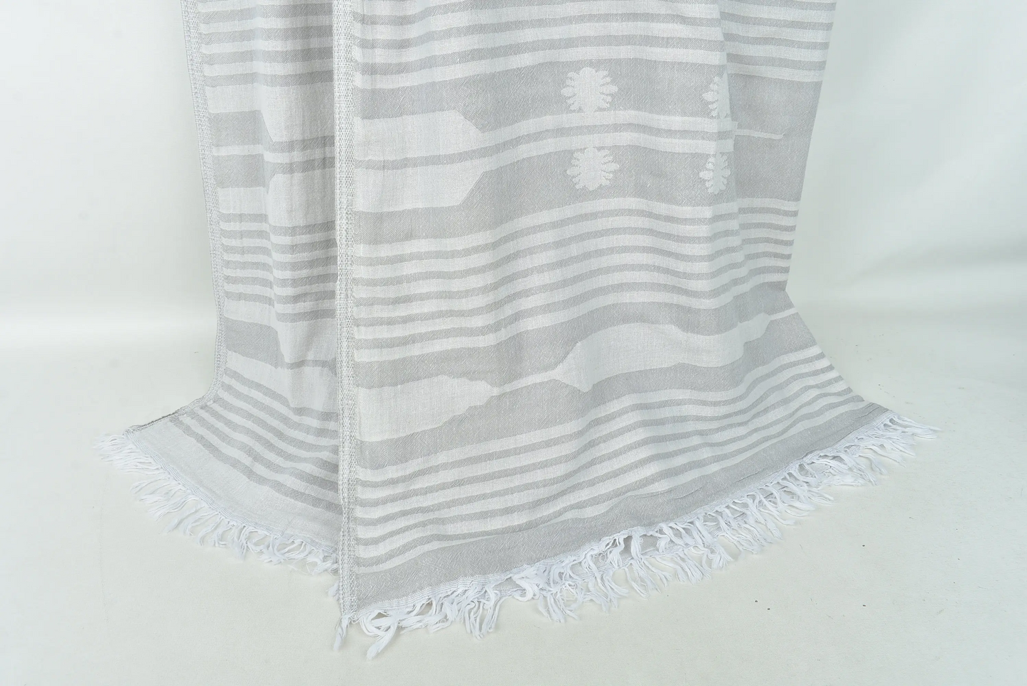 Handwoven Gray Patterned Blanket, Turkish Bedspread, 60x83 Inches