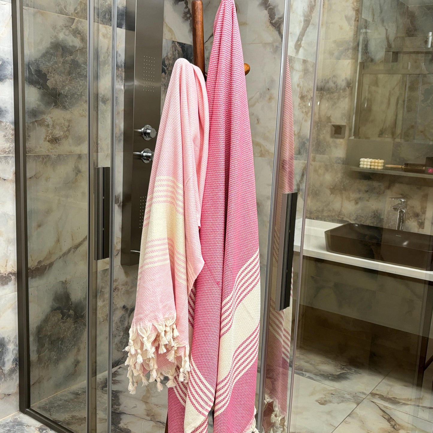 Handwoven Striped Turkish Cotton Towel: Personalized Beach/Bath Peshtemal
