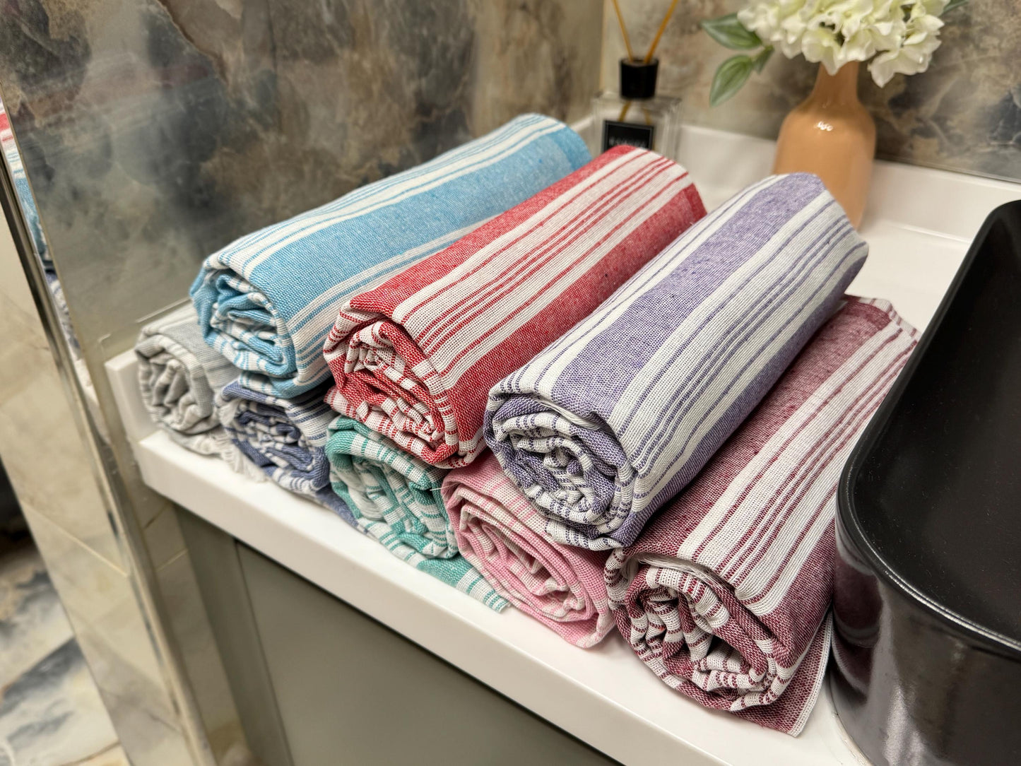 Personalized Turkish Beach Towel: Handwoven Cotton Peshtemal, Custom Embroidery