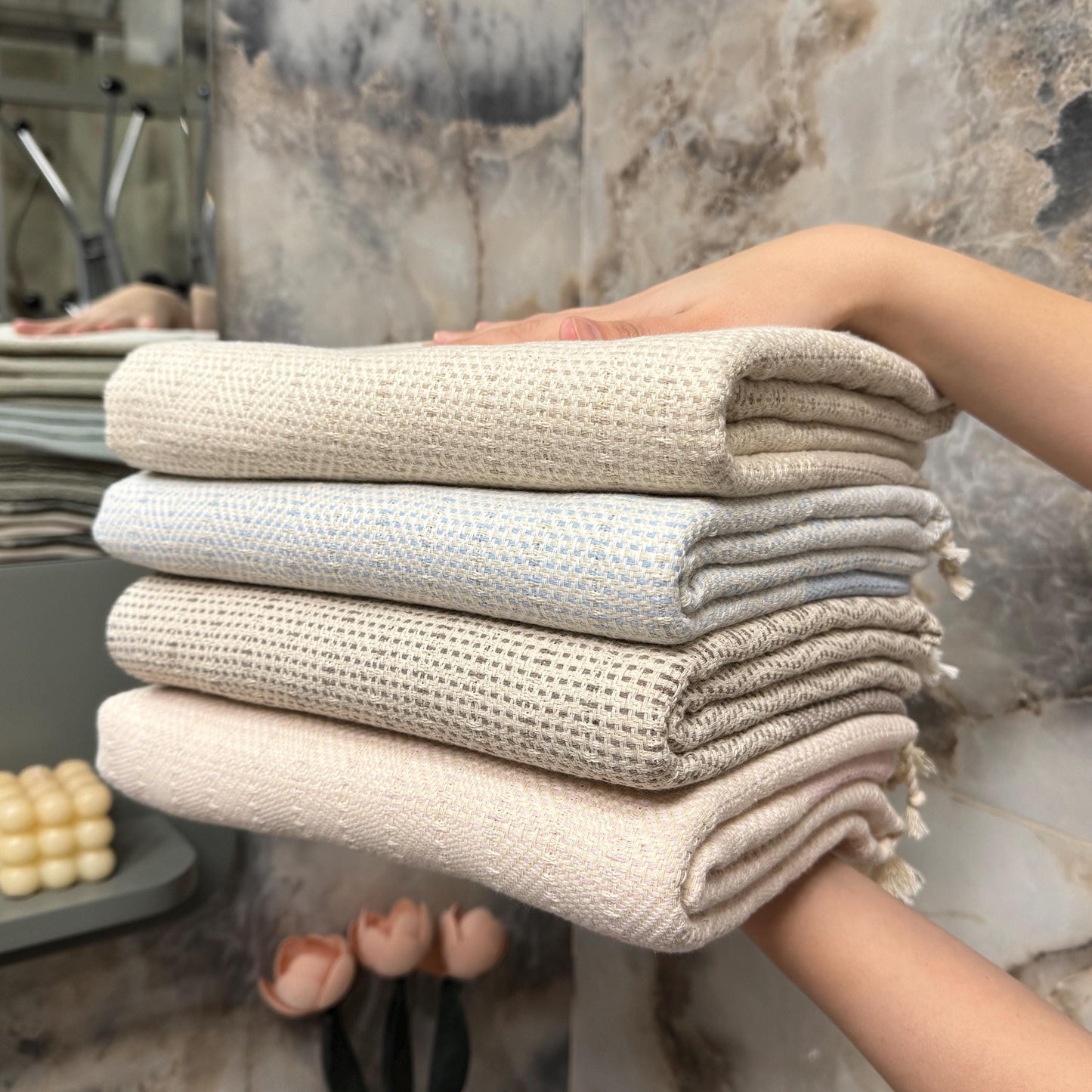 Handwoven Turkish Beach Towel: Personalized Cotton Peshtemal, Bride Gift