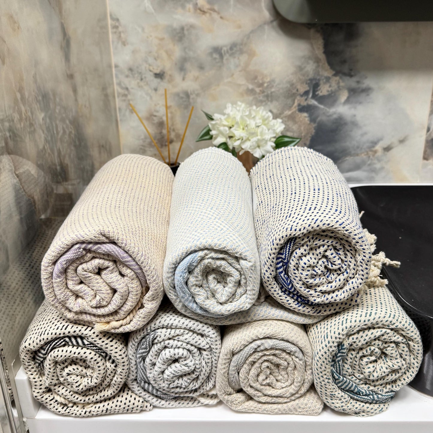 Personalized Turkish Peshtemal Towel: Handwoven, Thick Cotton, Embroidered Gift