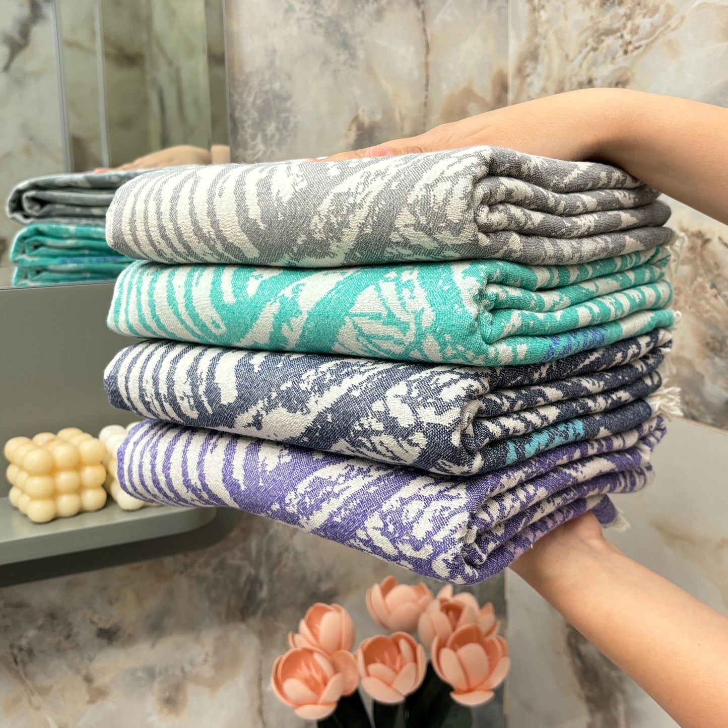 Embroidered Mandala Turkish Towel: Boho Beach Hammam Towel