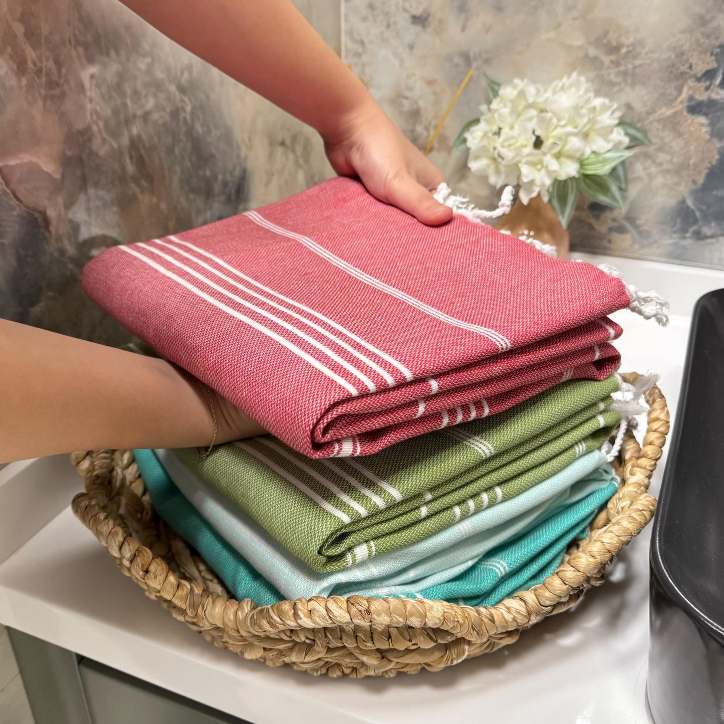 Personalized Turkish Cotton Towel: Custom Embroidered Peshtemal Gift