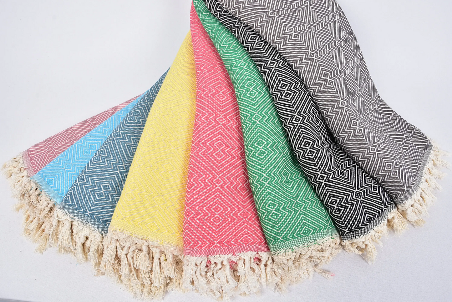 Turkish Cotton Blanket Throw Beige, 79x103 Inches