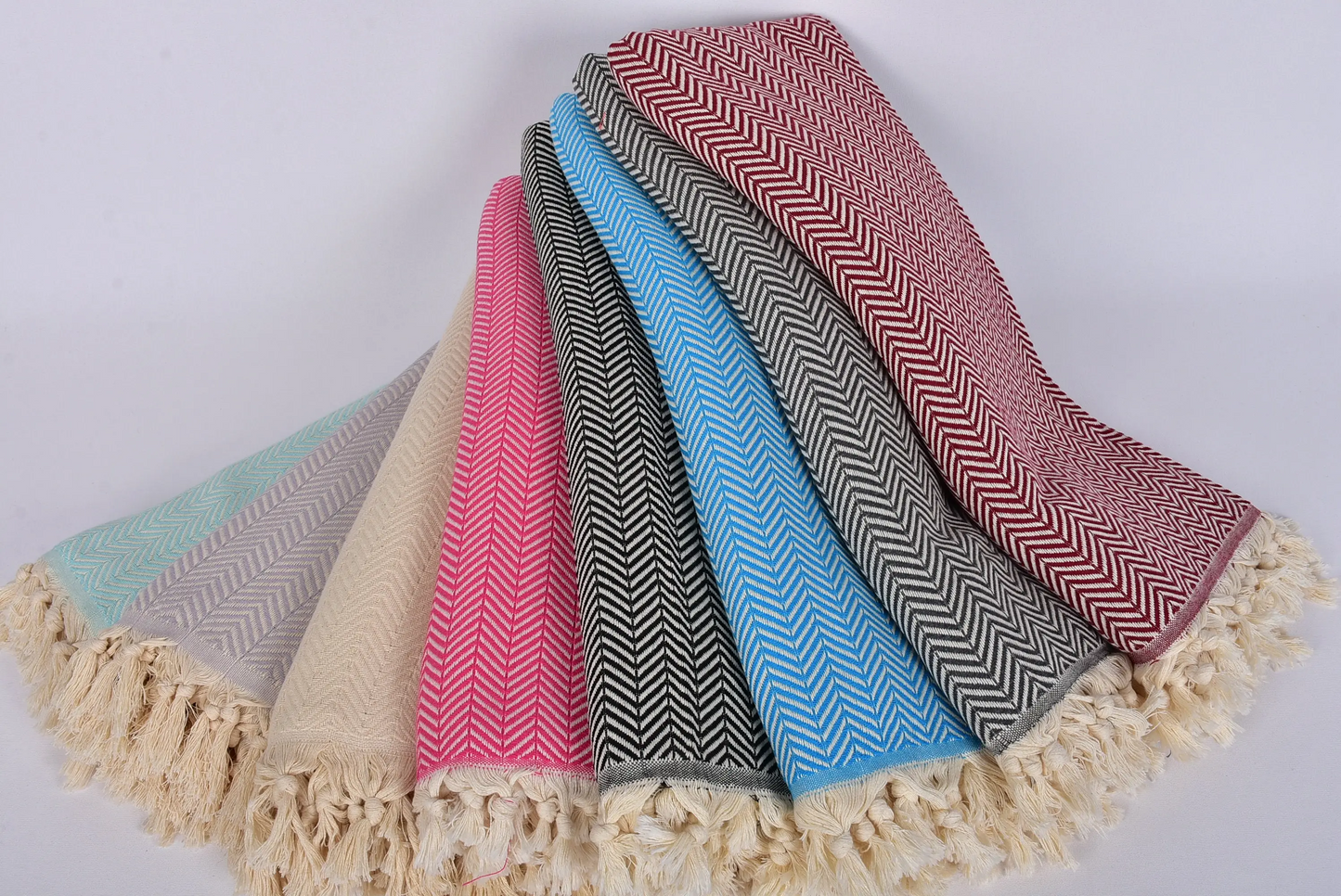 Throw Blanket Turkish Cotton Beige, 75x91 Inches