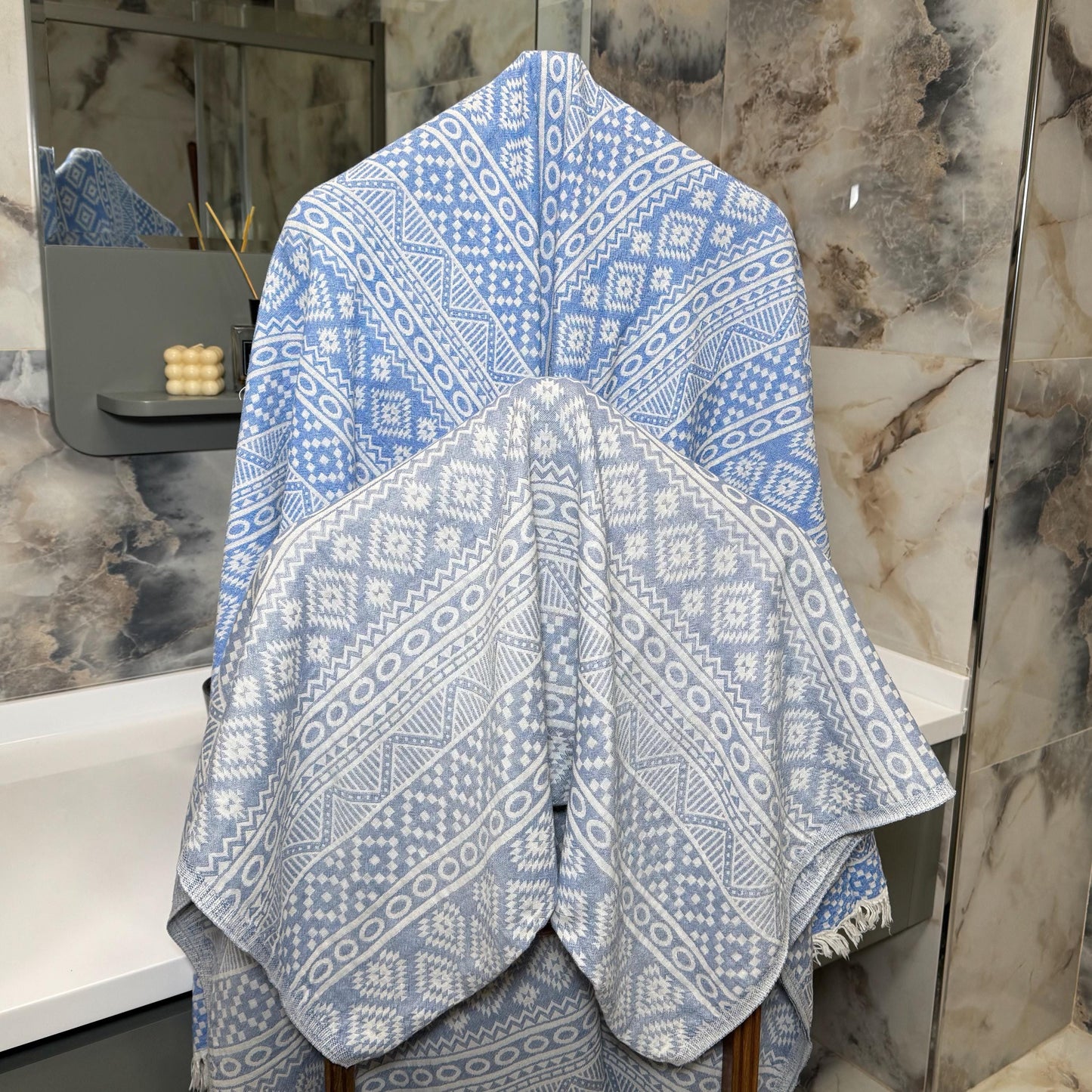 Embroidered Turkish Cotton Beach Towel: Personalized Hammam Gift