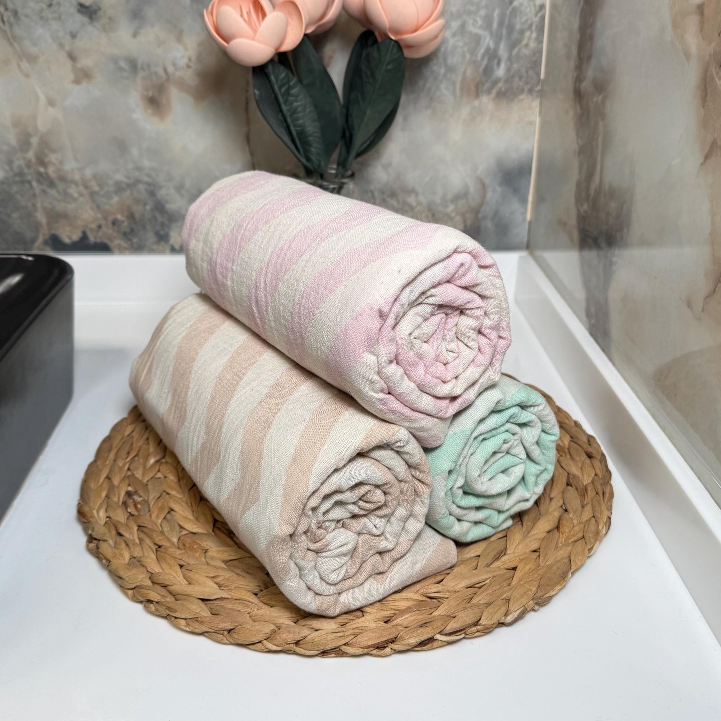 Handwoven Turkish Peshtemal Towel – 100% Cotton, Personalized Gift